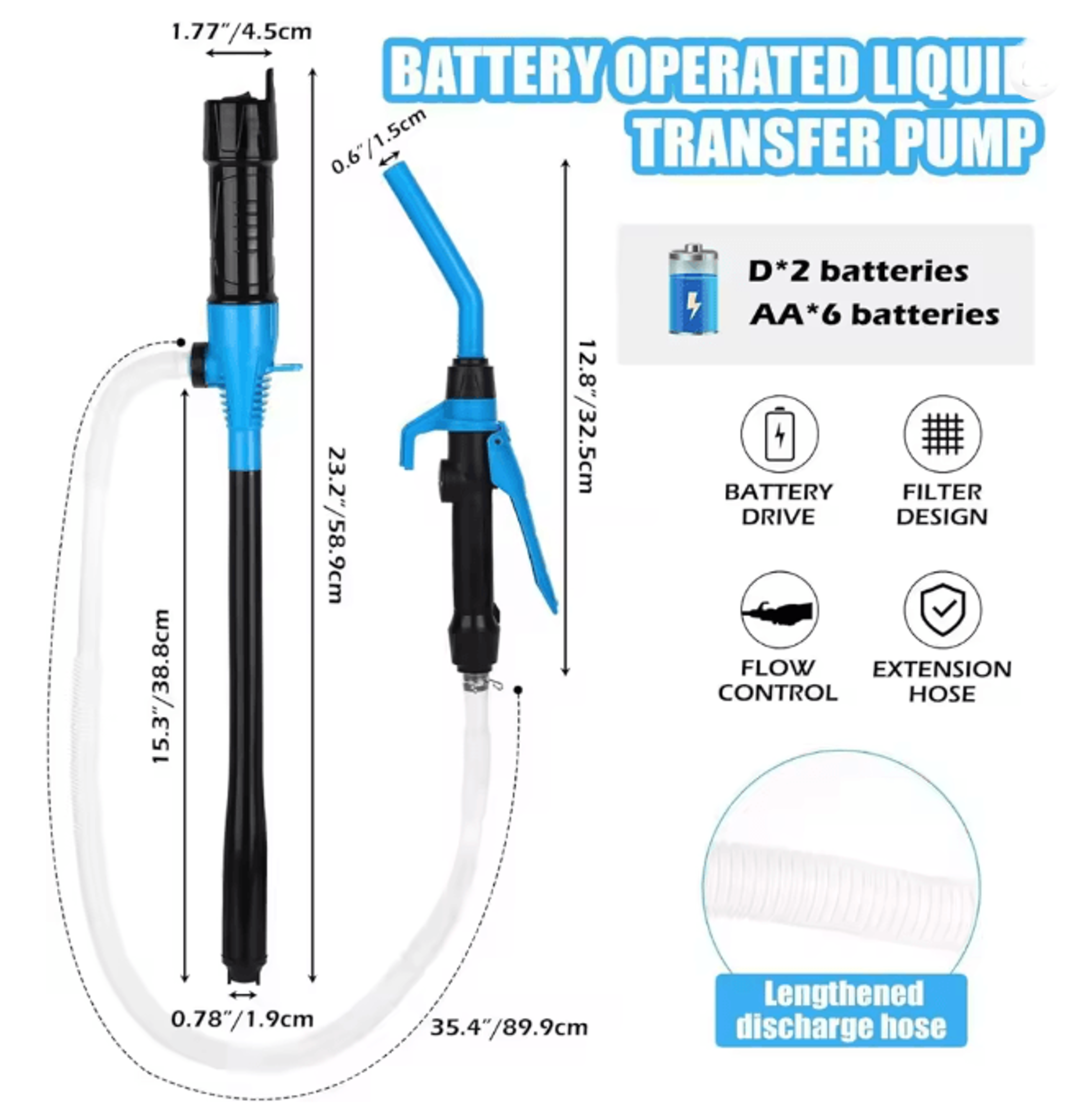 Electric Liquid Transfer Pump Fuel Water Oil Suction Pump for Vehicles and Outdoor Use