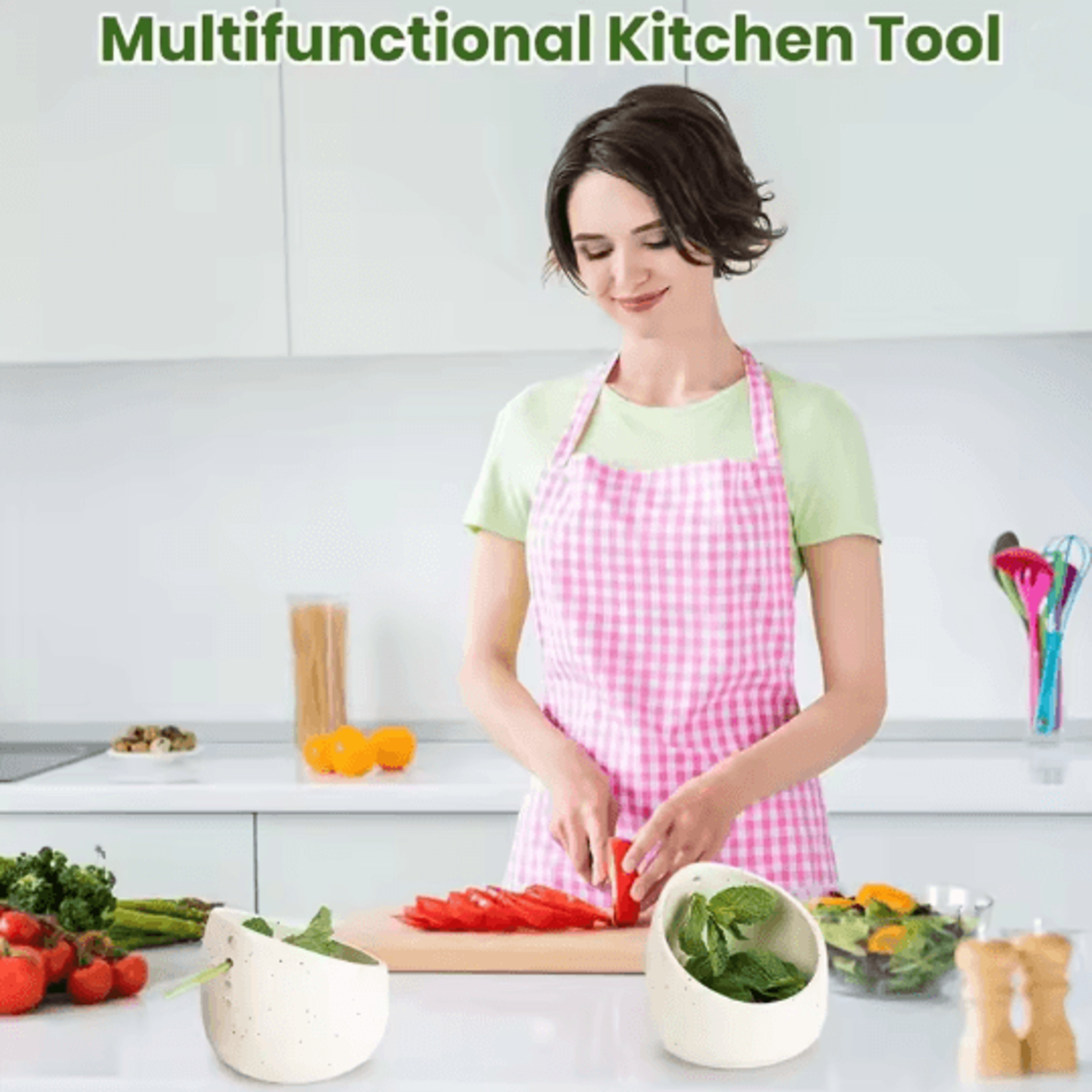 Pottery Herb Stripper Bowl Vegetable Leaf Remover for Easy Kitchen Prep