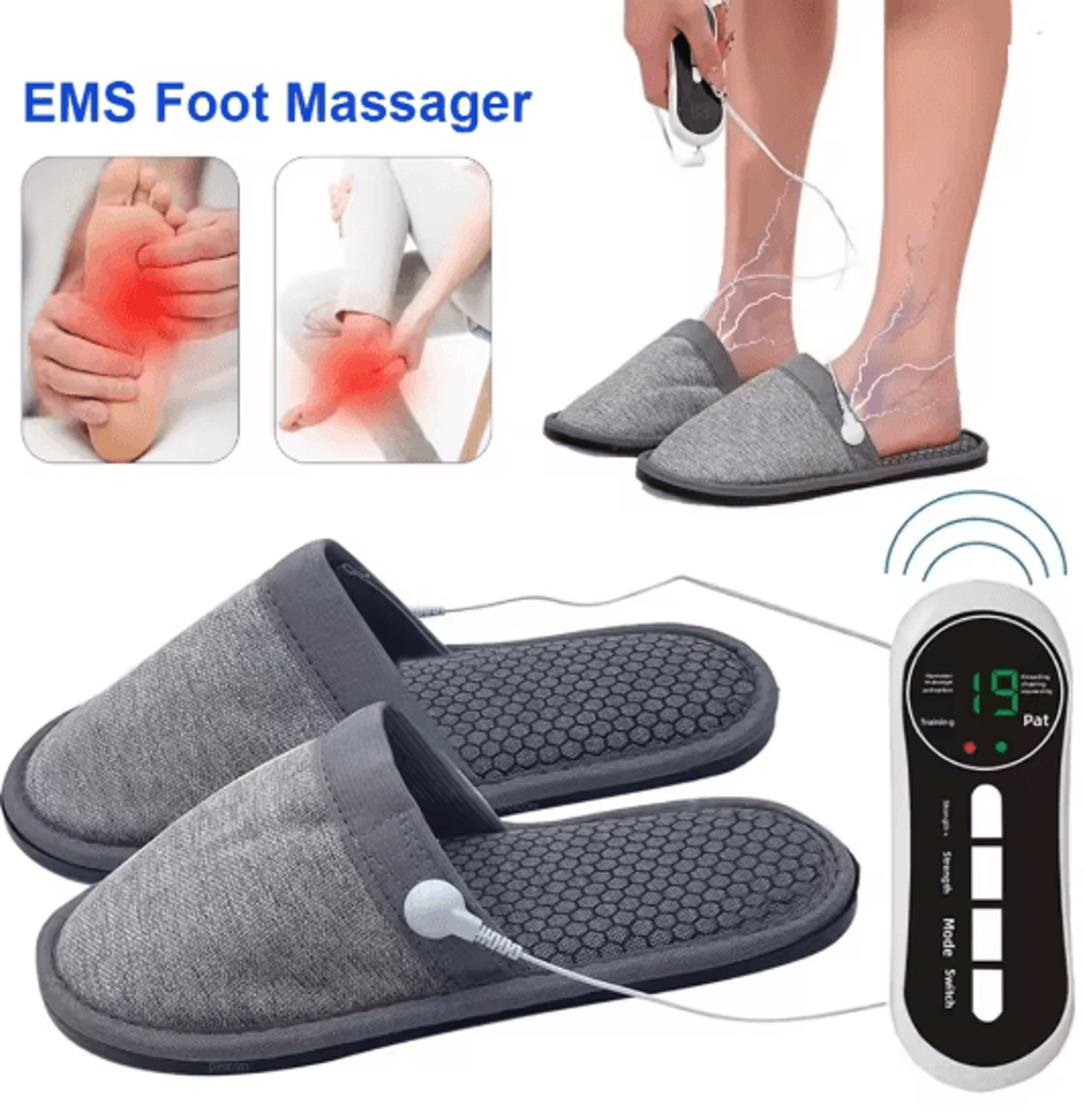 ems foot massager slippers electric foot pain relief massage shoes