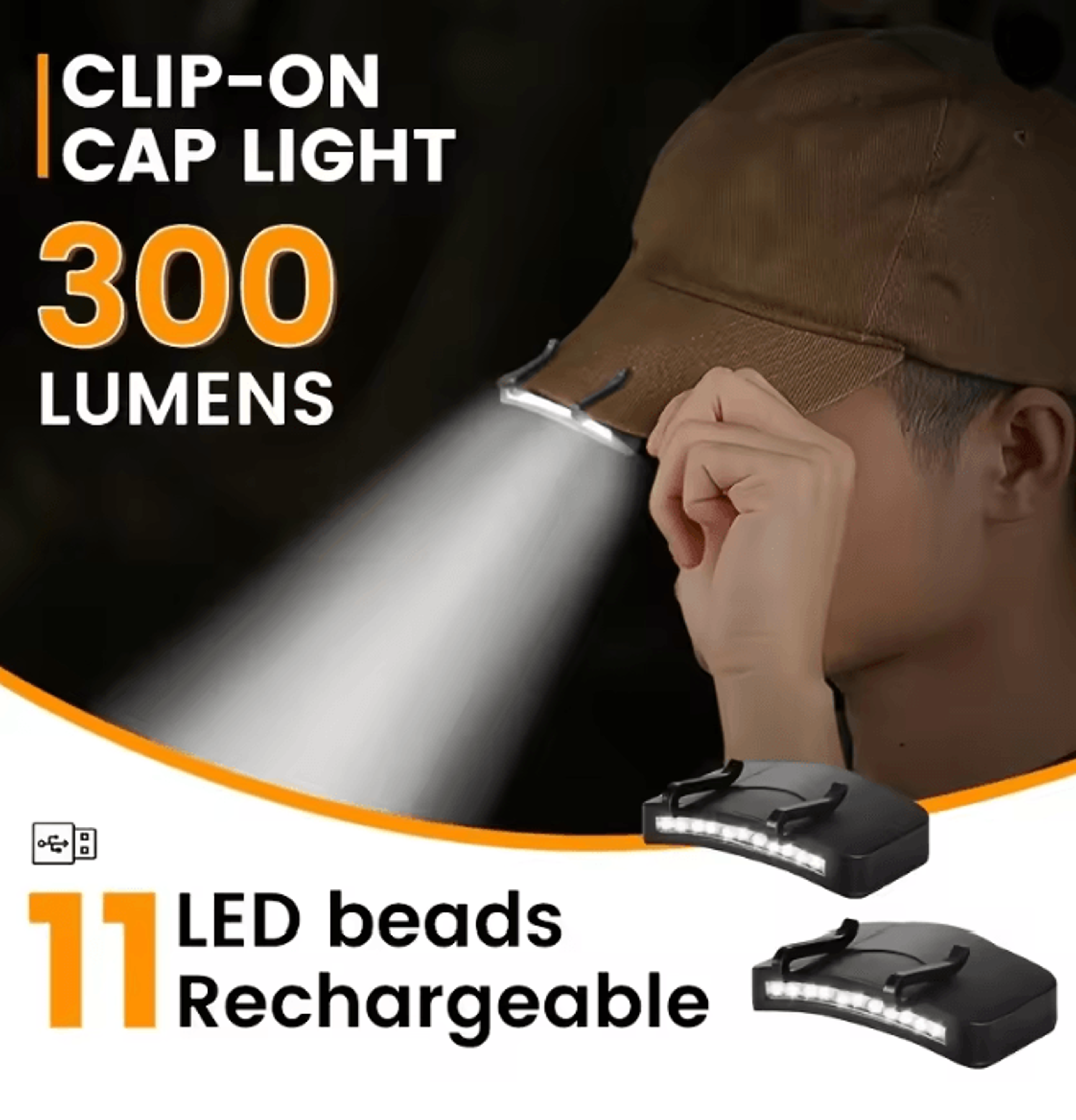 Super Bright LED Headlamp Hat Clip Flashlight for Night Fishing and Outdoor Use