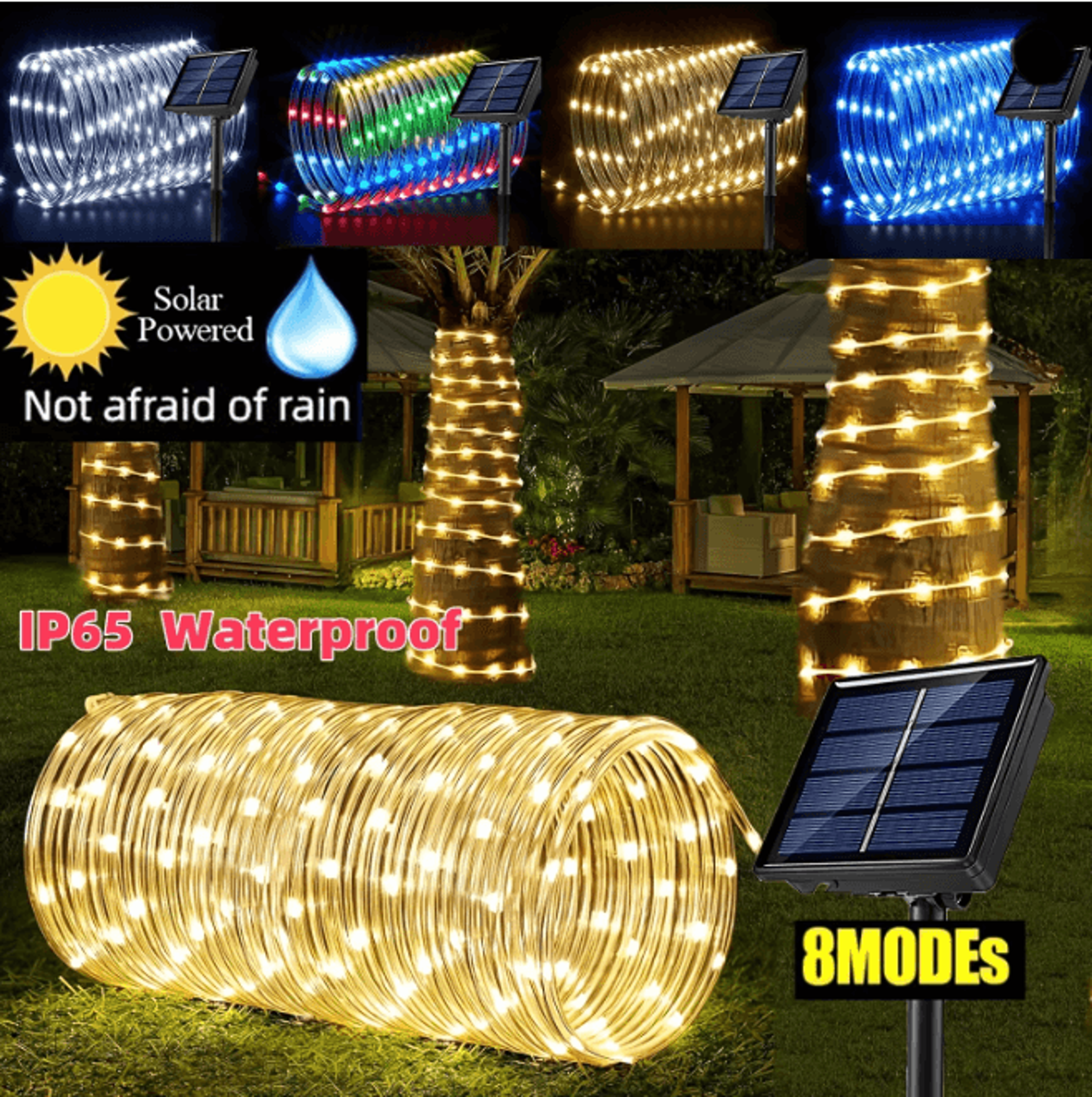 Solar Powered LED String Lights Outdoor Fairy Garden Decoration