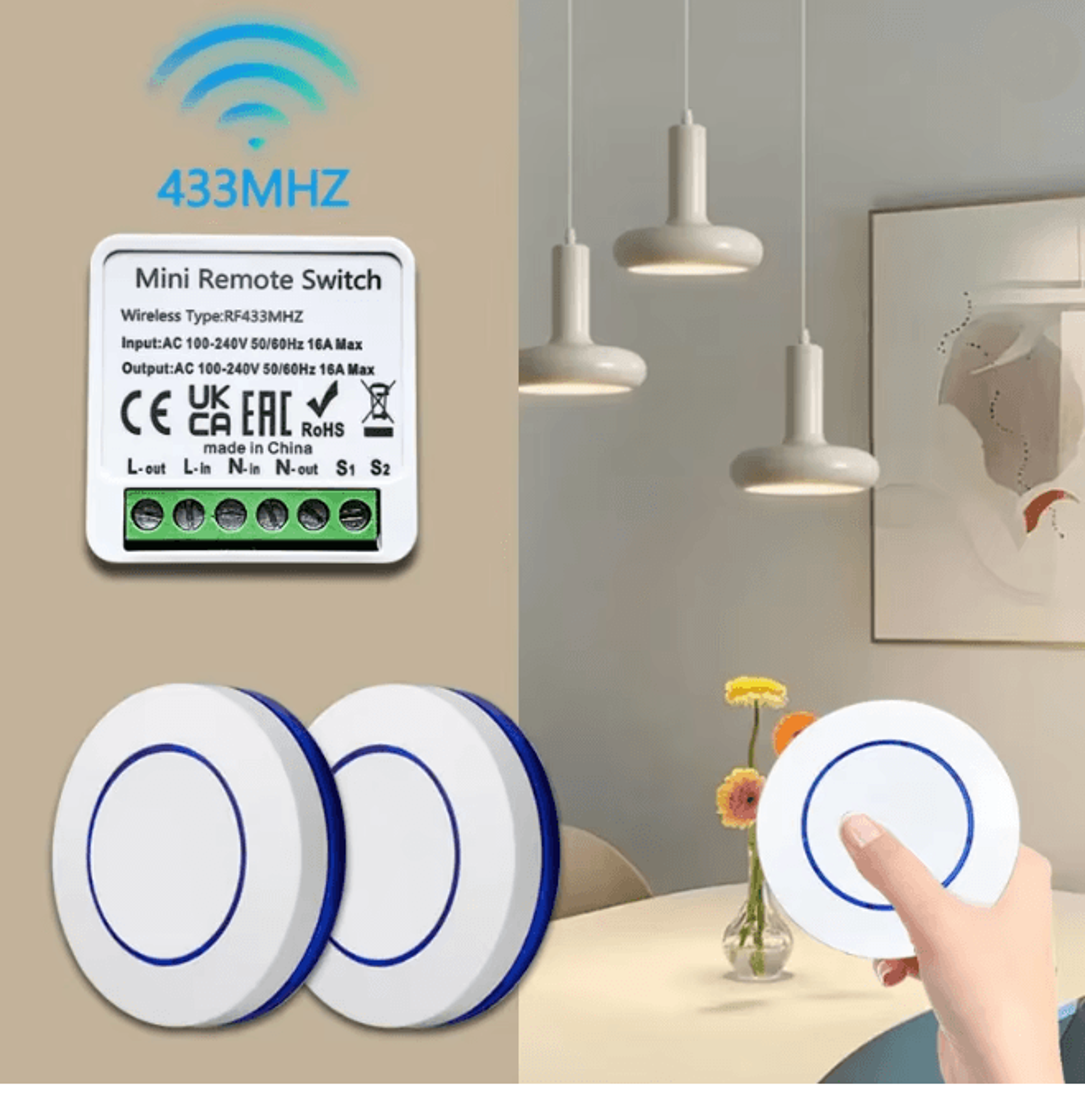 wireless remote light switch 433mhz smart control module for home diy