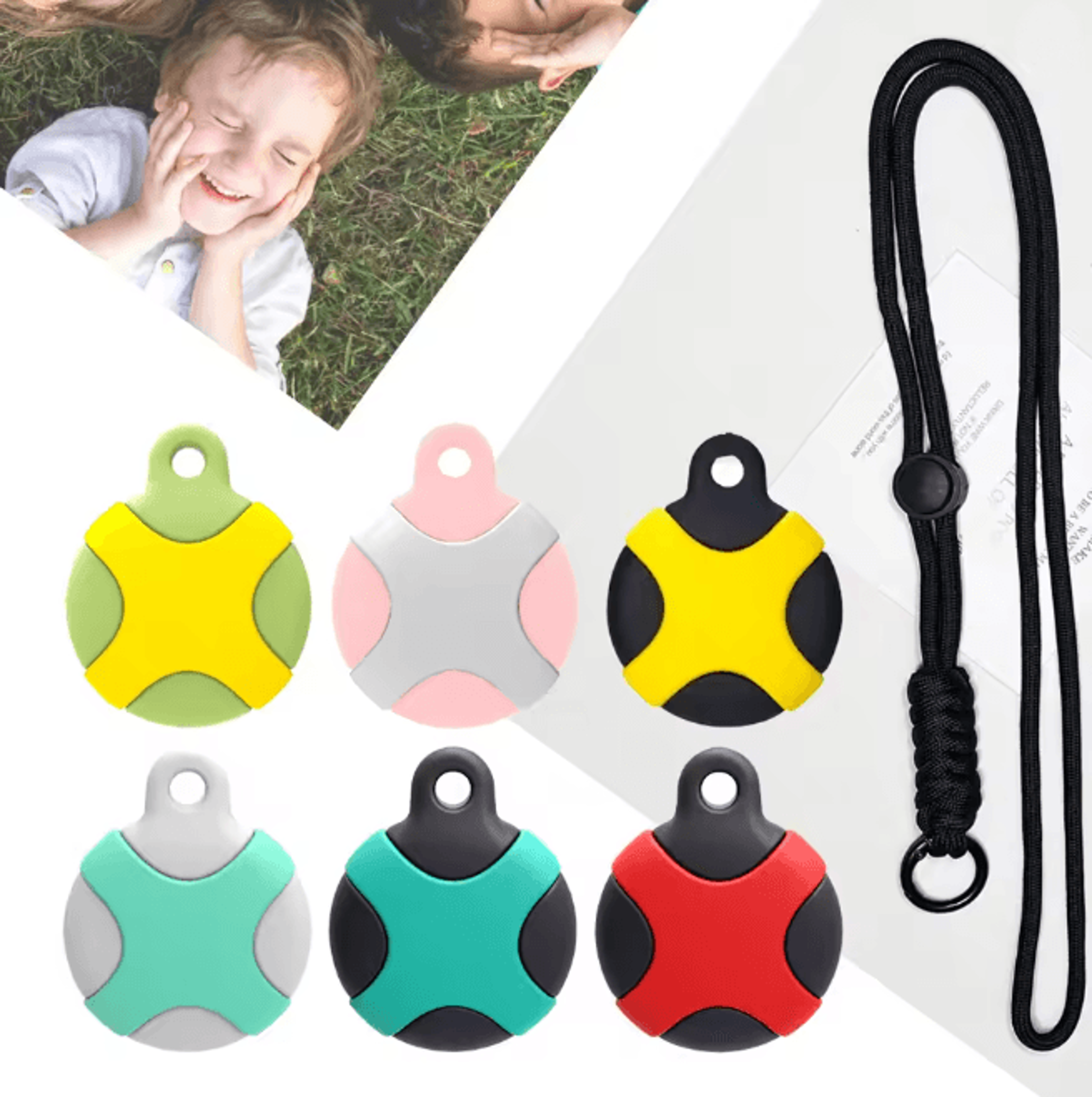 Cute Cartoon AirTag Holder Necklace for Kids Soft Silicone Protective Case
