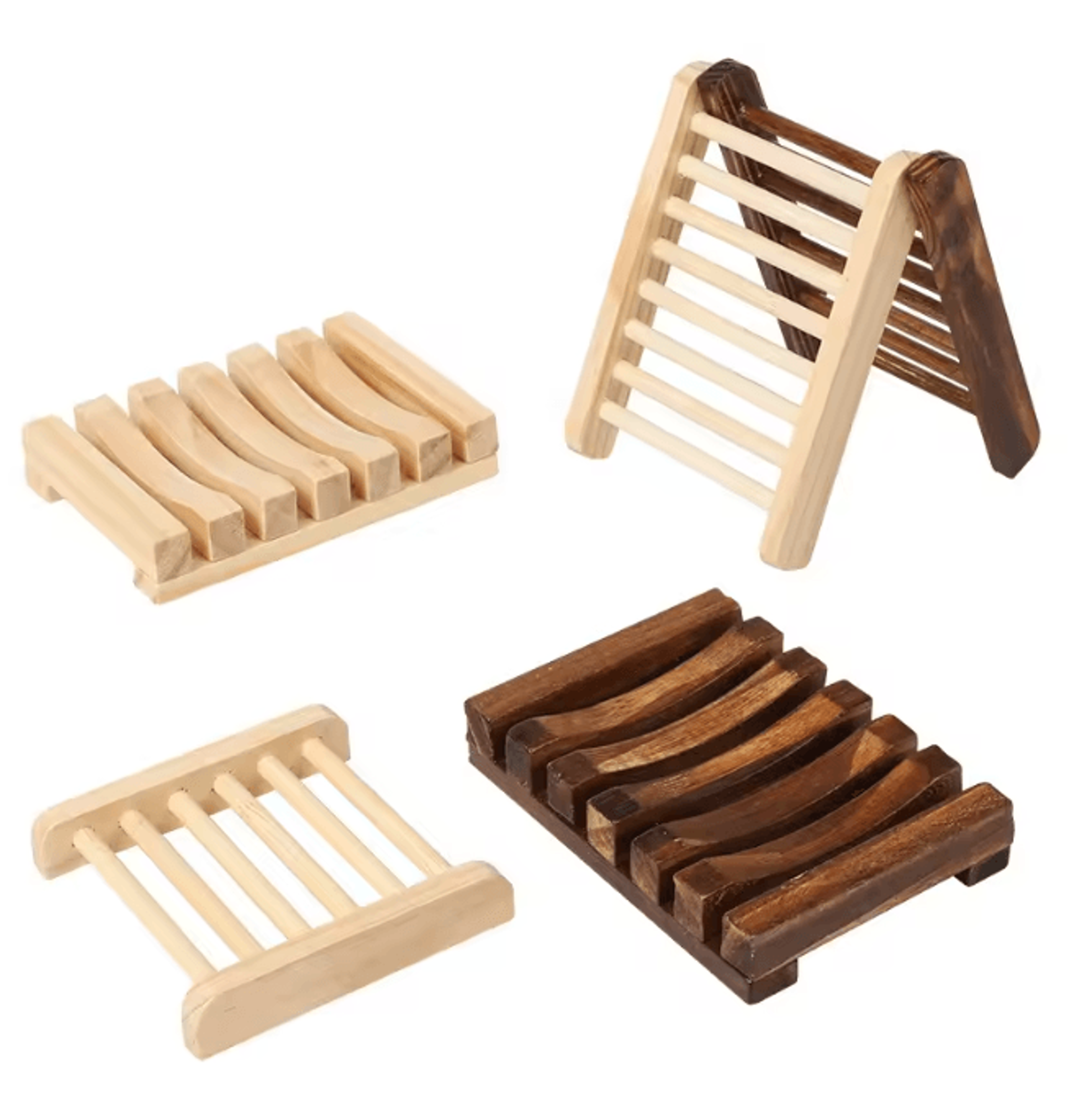 natural bamboo soap dish drain tray wooden bathroom holder