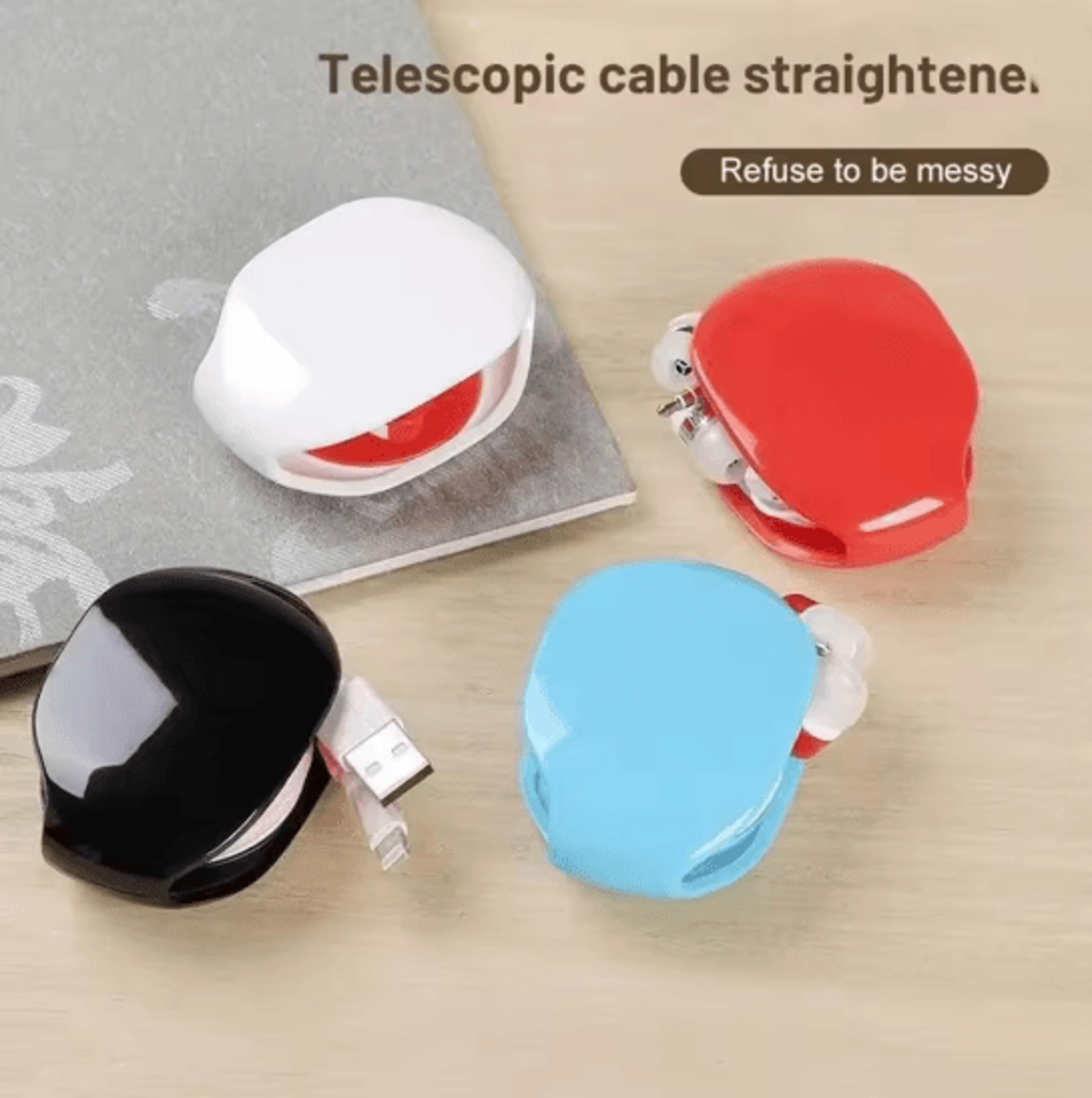 Automatic Retractable Earphone Cable Organizer Desktop Cord Winder