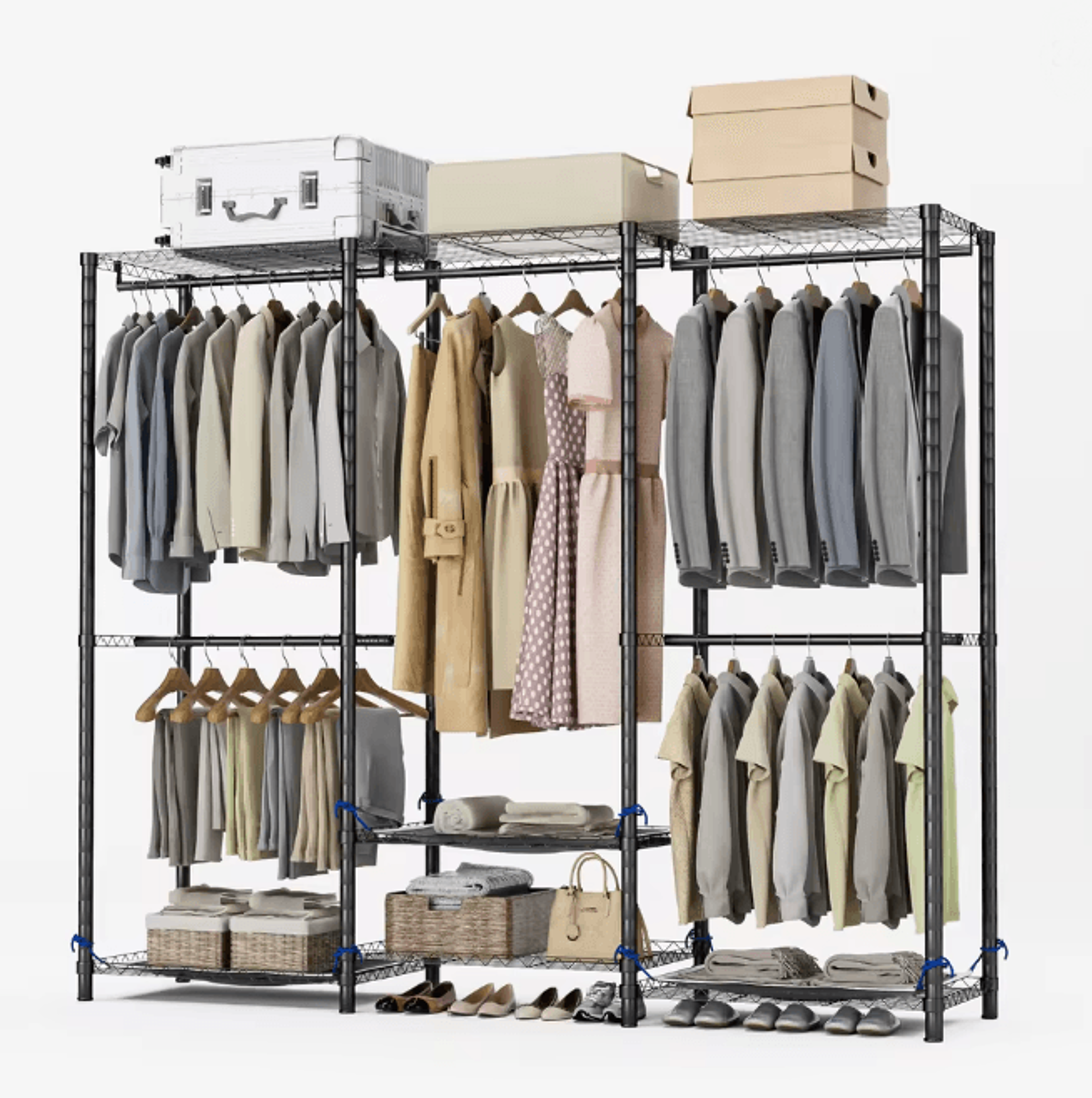 heavy duty clothes rack storage organizer freestanding wardrobe hanging rack