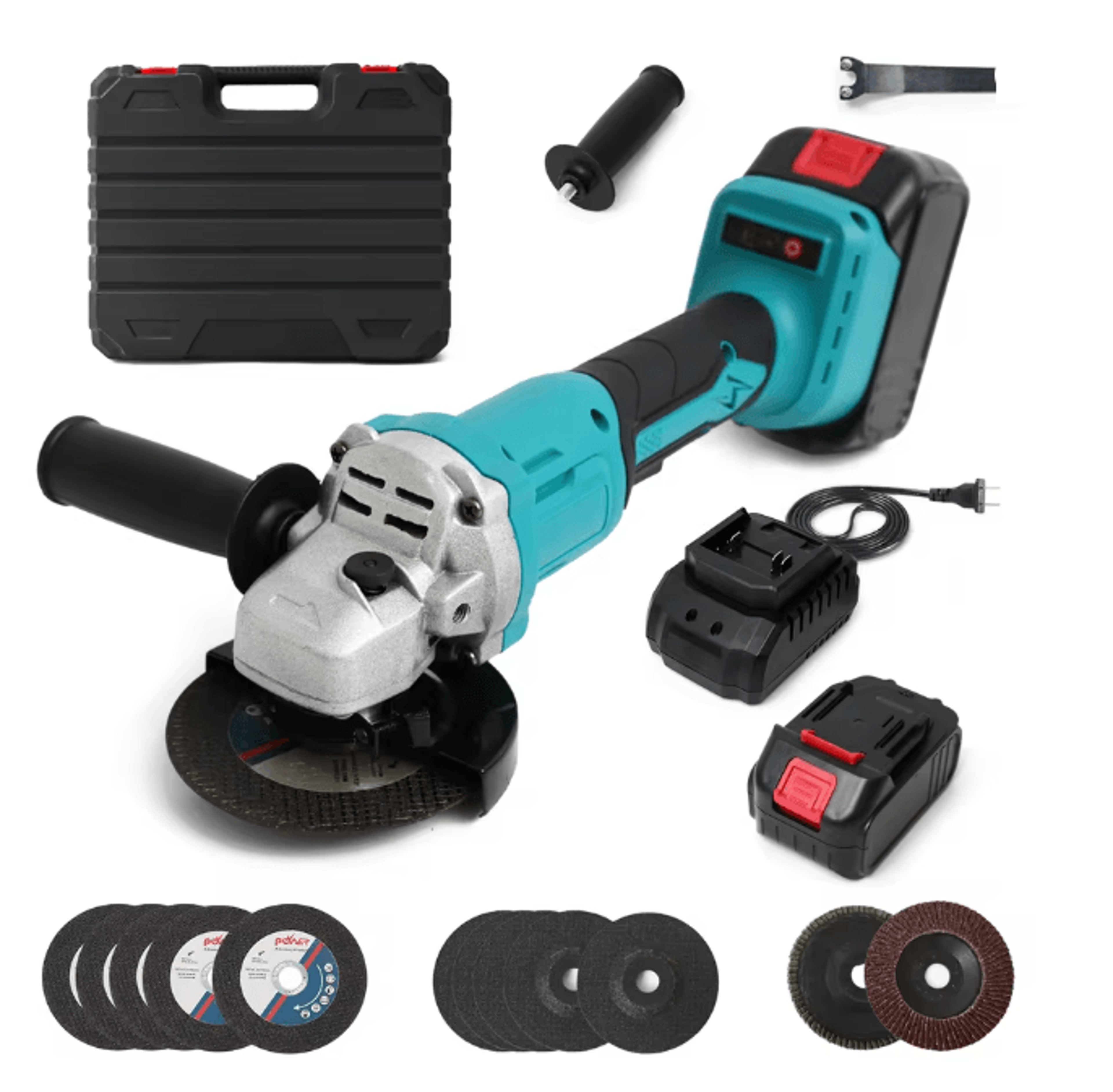 Cordless Angle Grinder Brushless Power Tool Kit with Dual Batteries