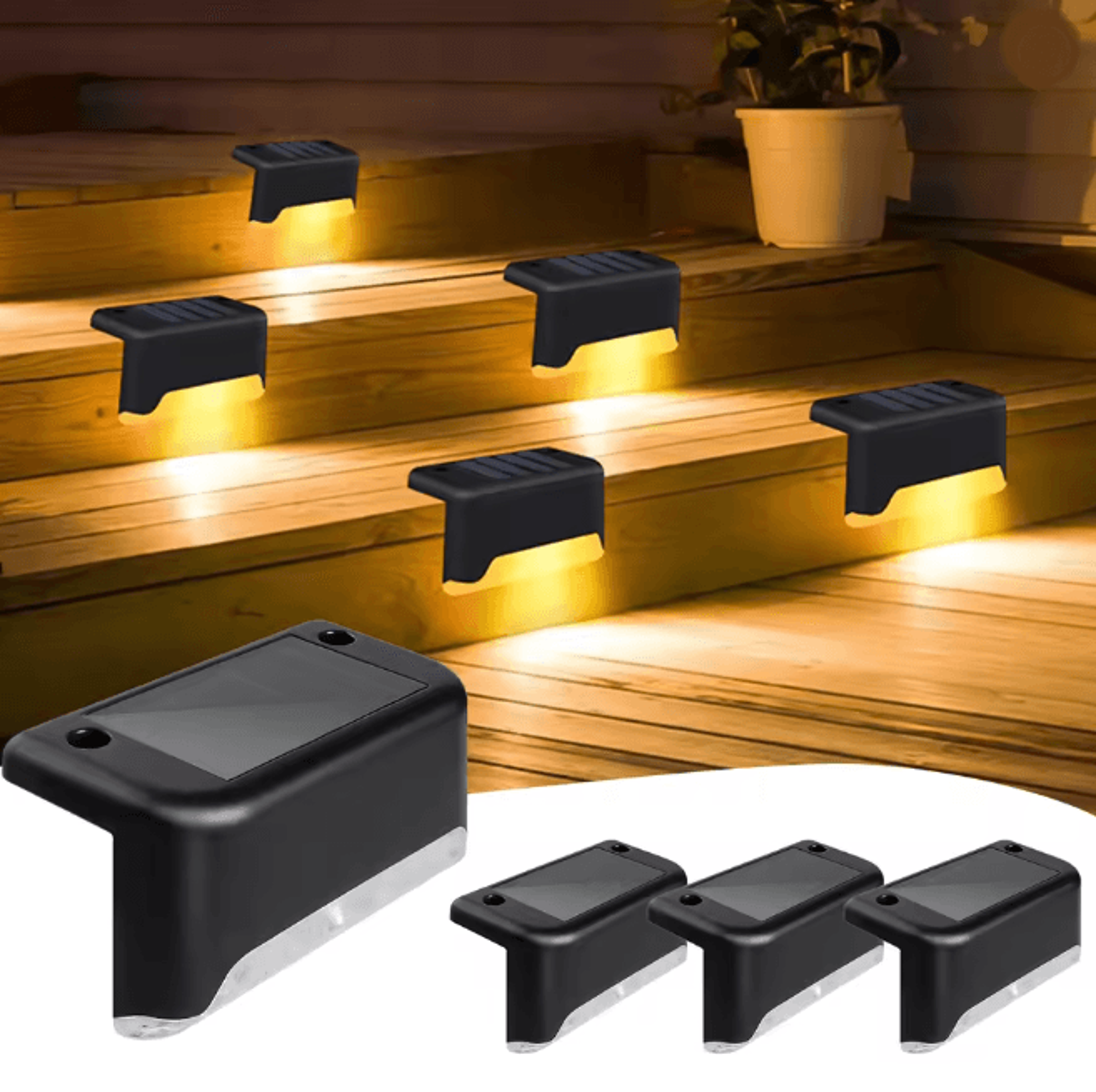solar deck lights outdoor waterproof led step lights 4 pack warm white