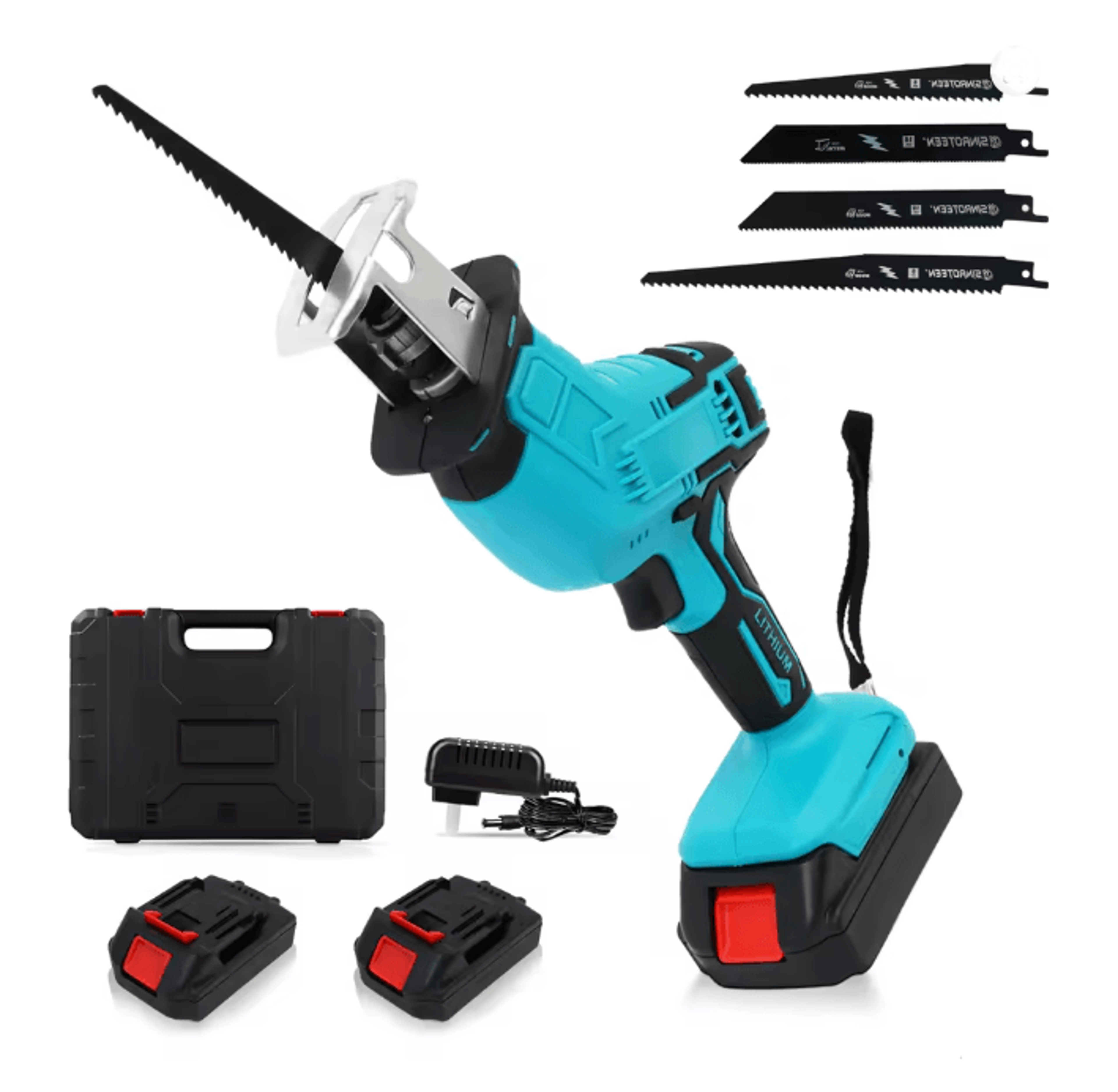 Cordless Reciprocating Saw 21V High Speed Power Cutter with Dual Batteries