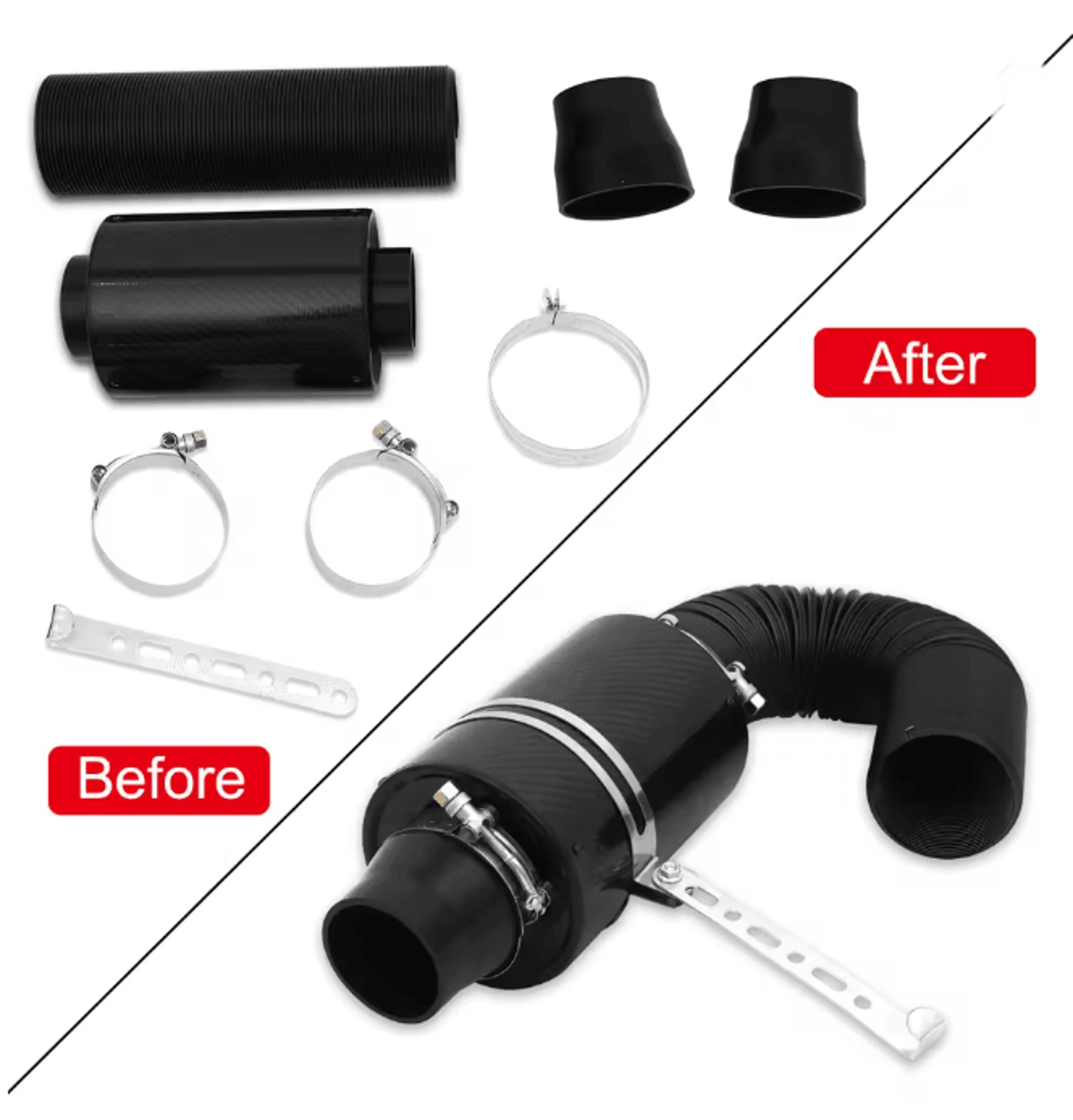 Carbon Fiber Cold Air Intake Box Universal Racing Air Intake Kit