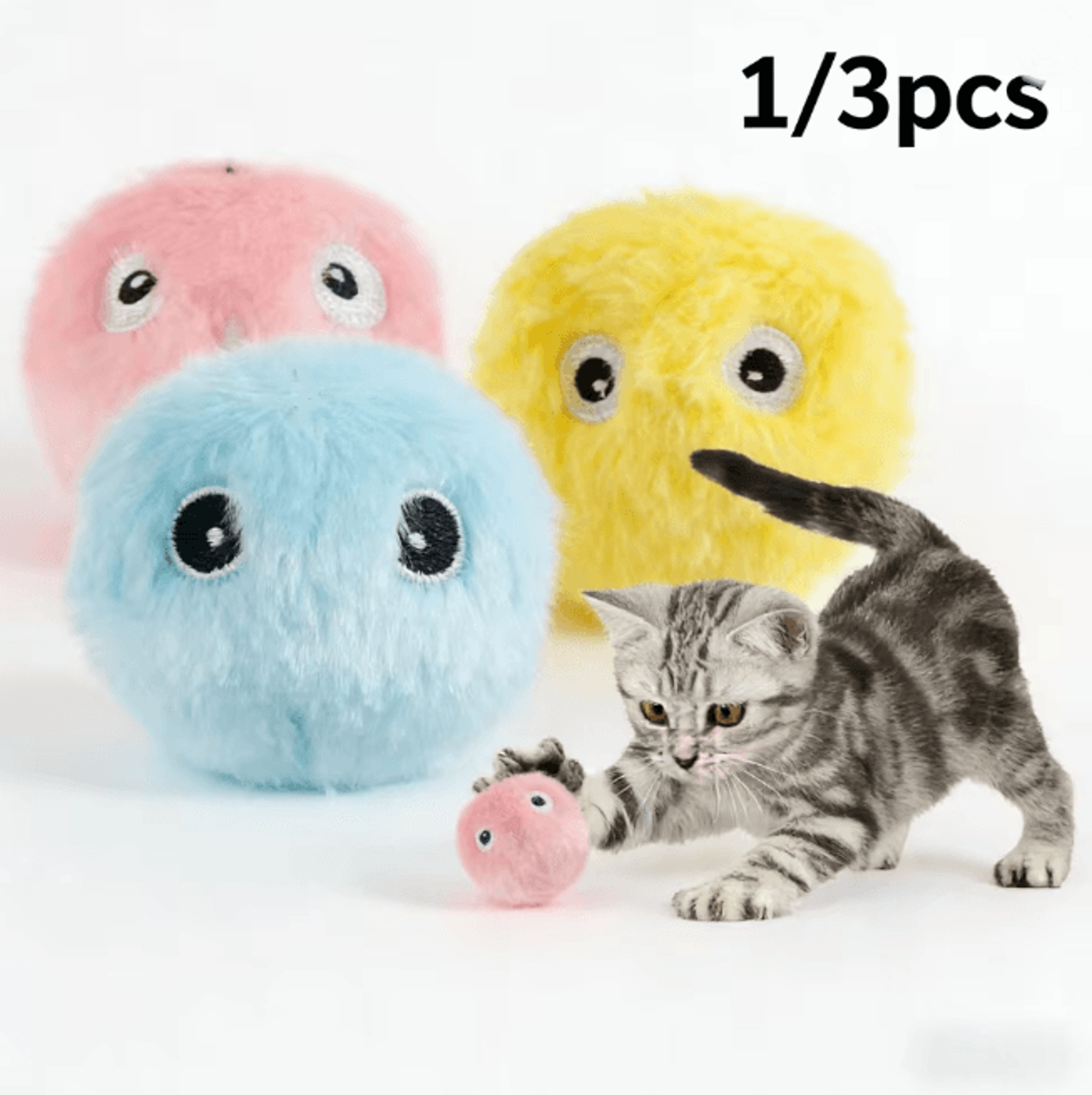 PlayPurr Smart Interactive Cat Toy Ball with Sound and Catnip