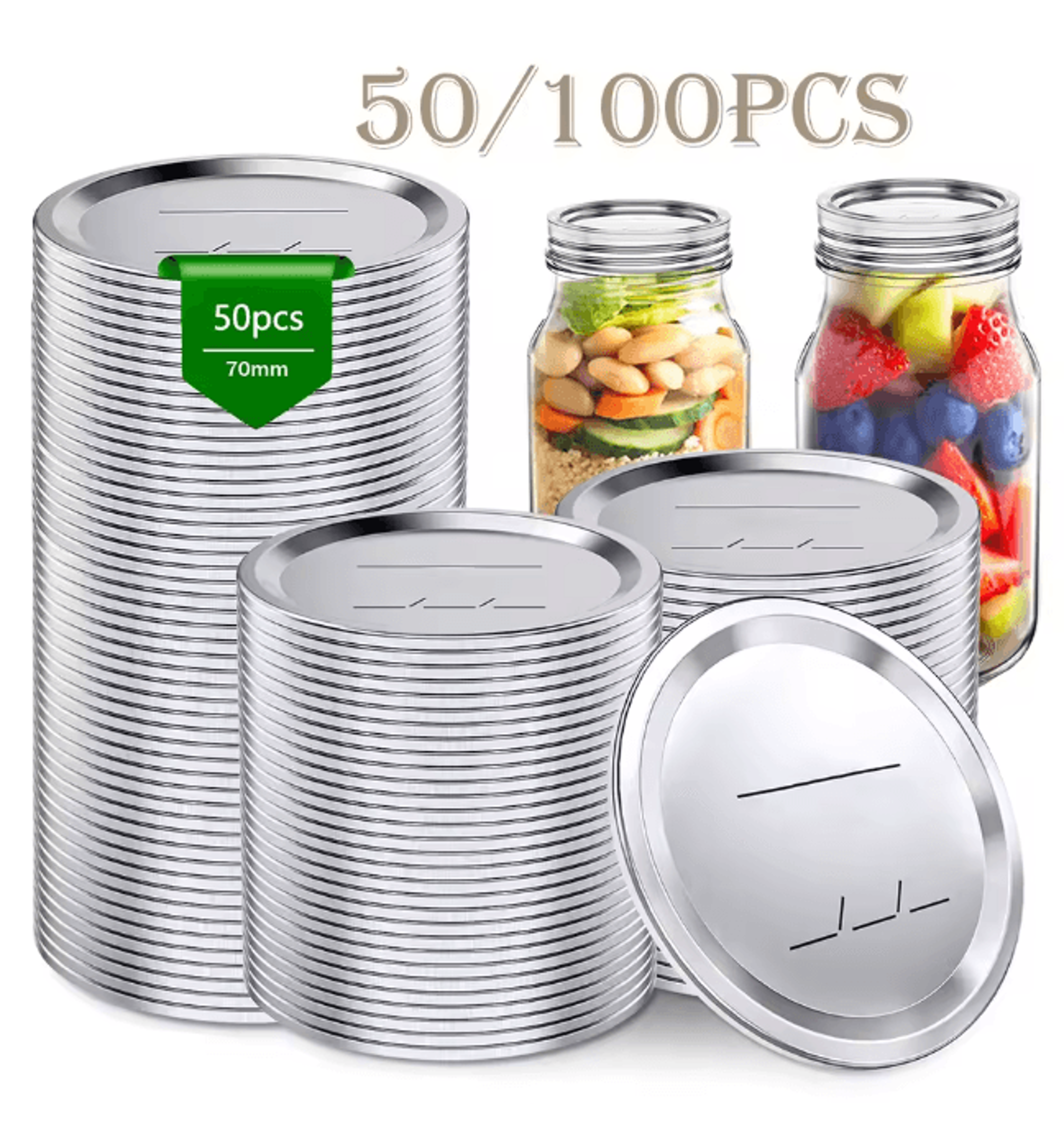 SealFresh Reusable Canning Lids 70mm Regular Mouth Leak Proof Jar Lids Set