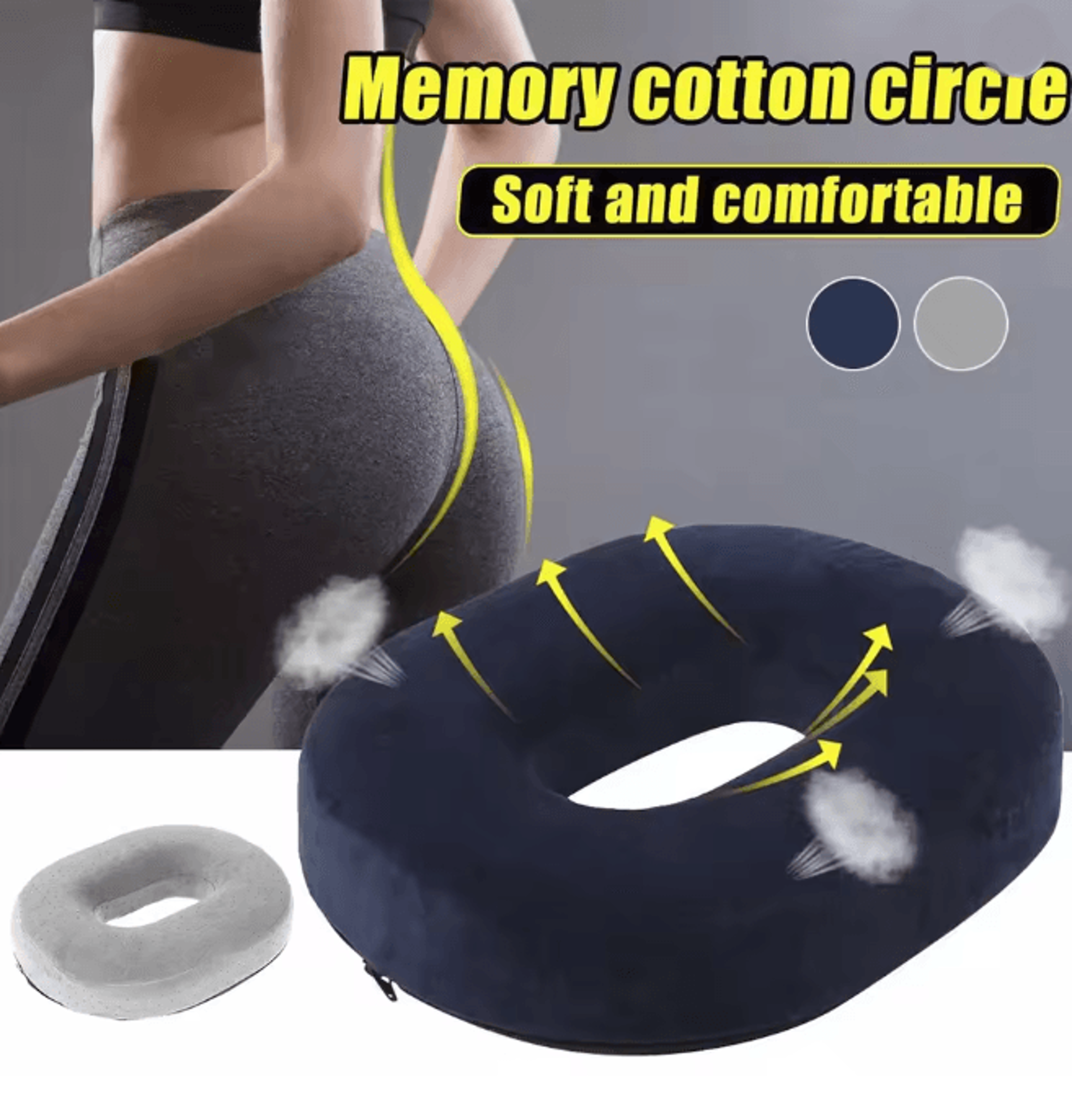 ComfortRing Memory Foam Donut Cushion Tailbone and Pressure Relief Seat Pad