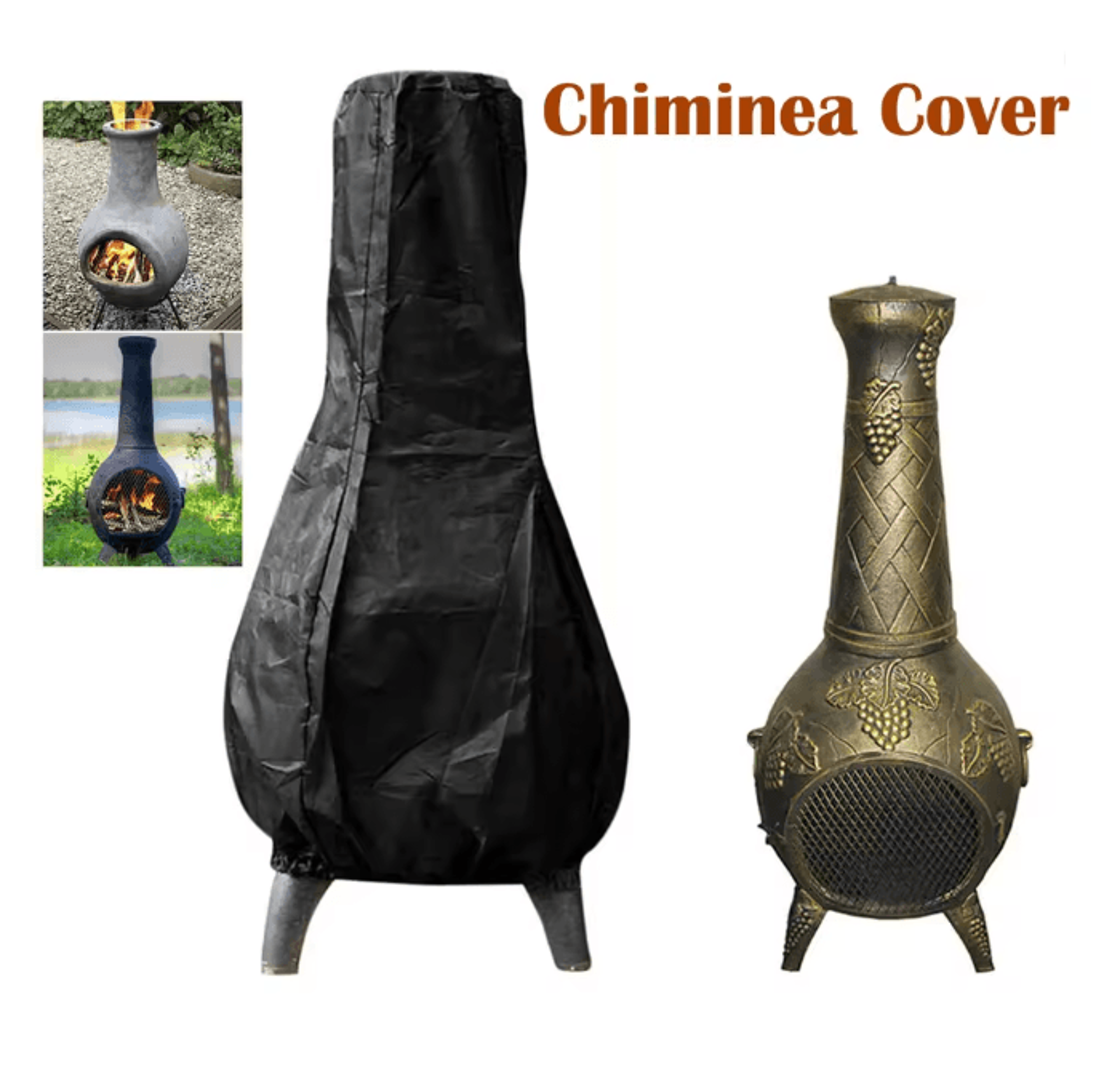 FireGuard Outdoor Chiminea Cover Heavy Duty Waterproof Fireplace Protector