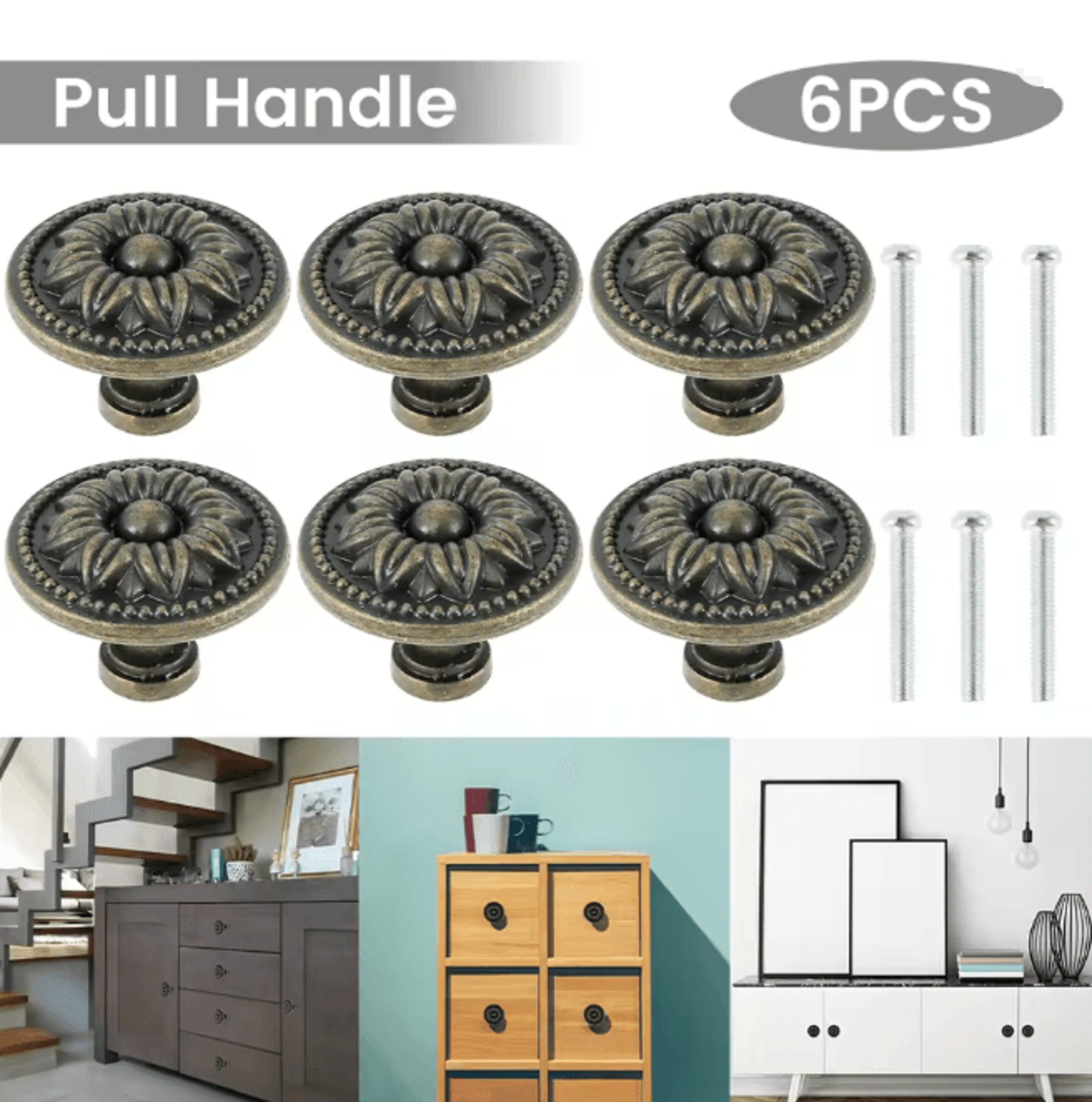 Vintage Bronze Cabinet Knobs Classic Drawer Pulls for Kitchen and Furniture
