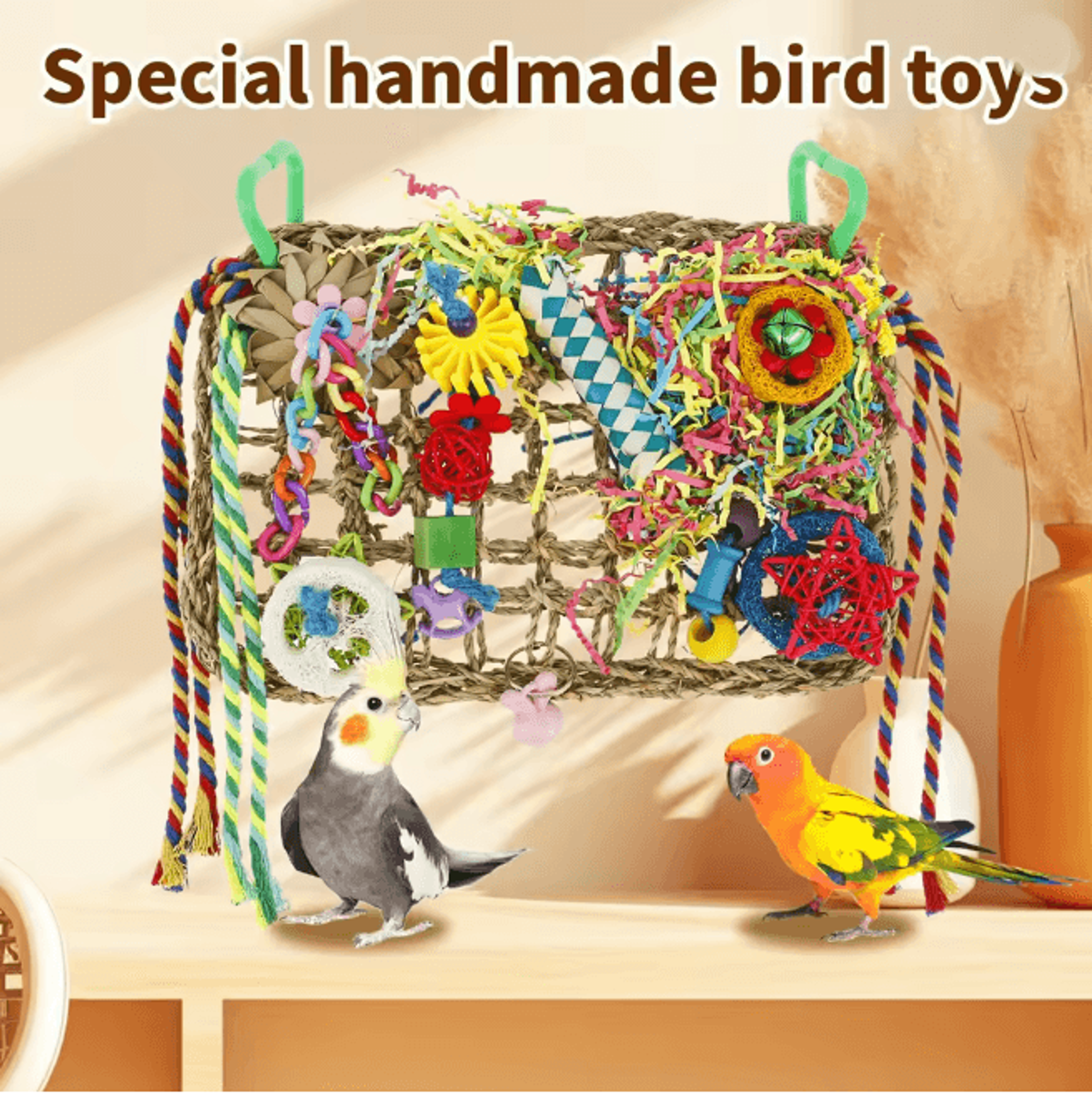 foragefun handmade bird foraging toy for parakeets and small parrots