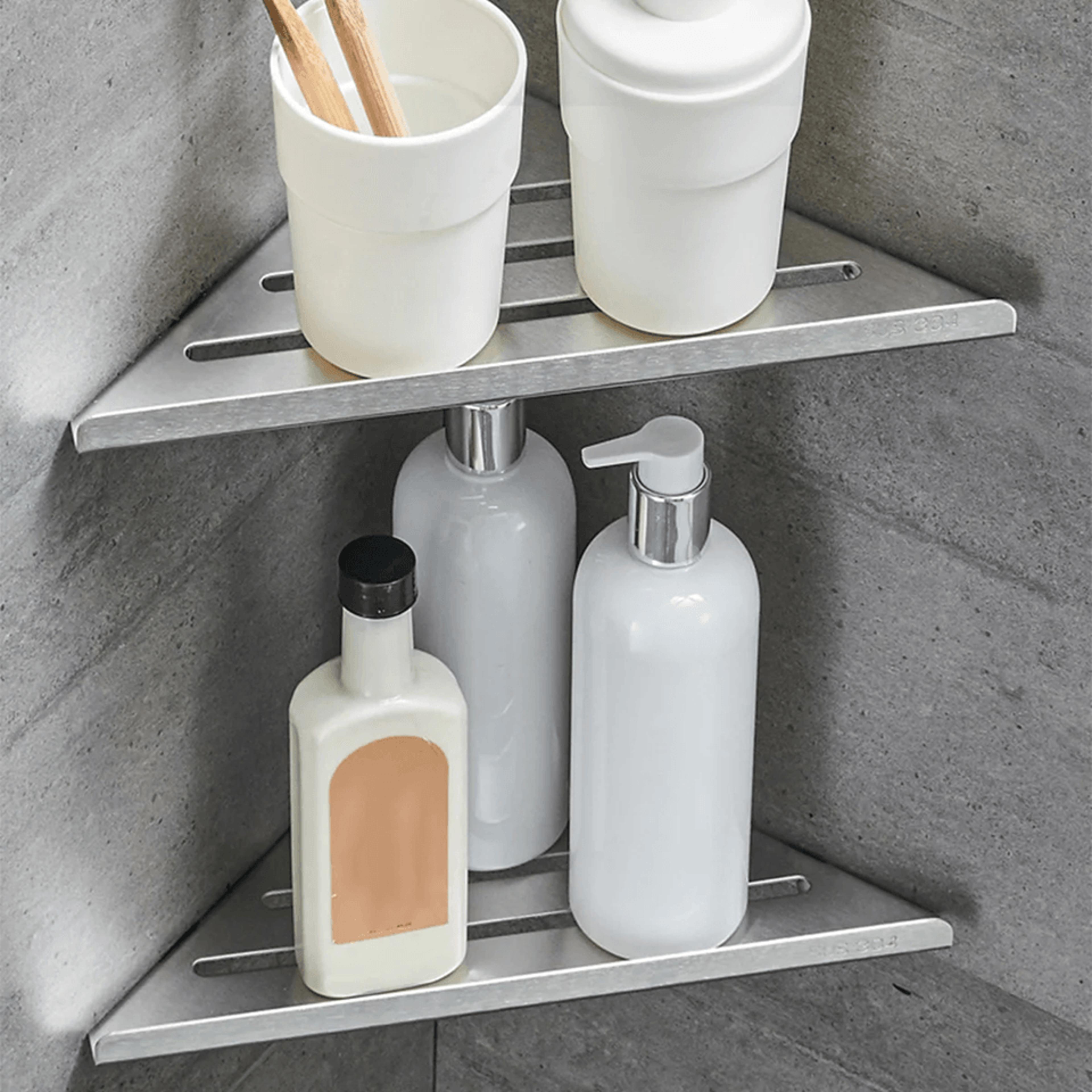 No Drill Stainless Steel Bathroom Shower Shelf Storage Rack