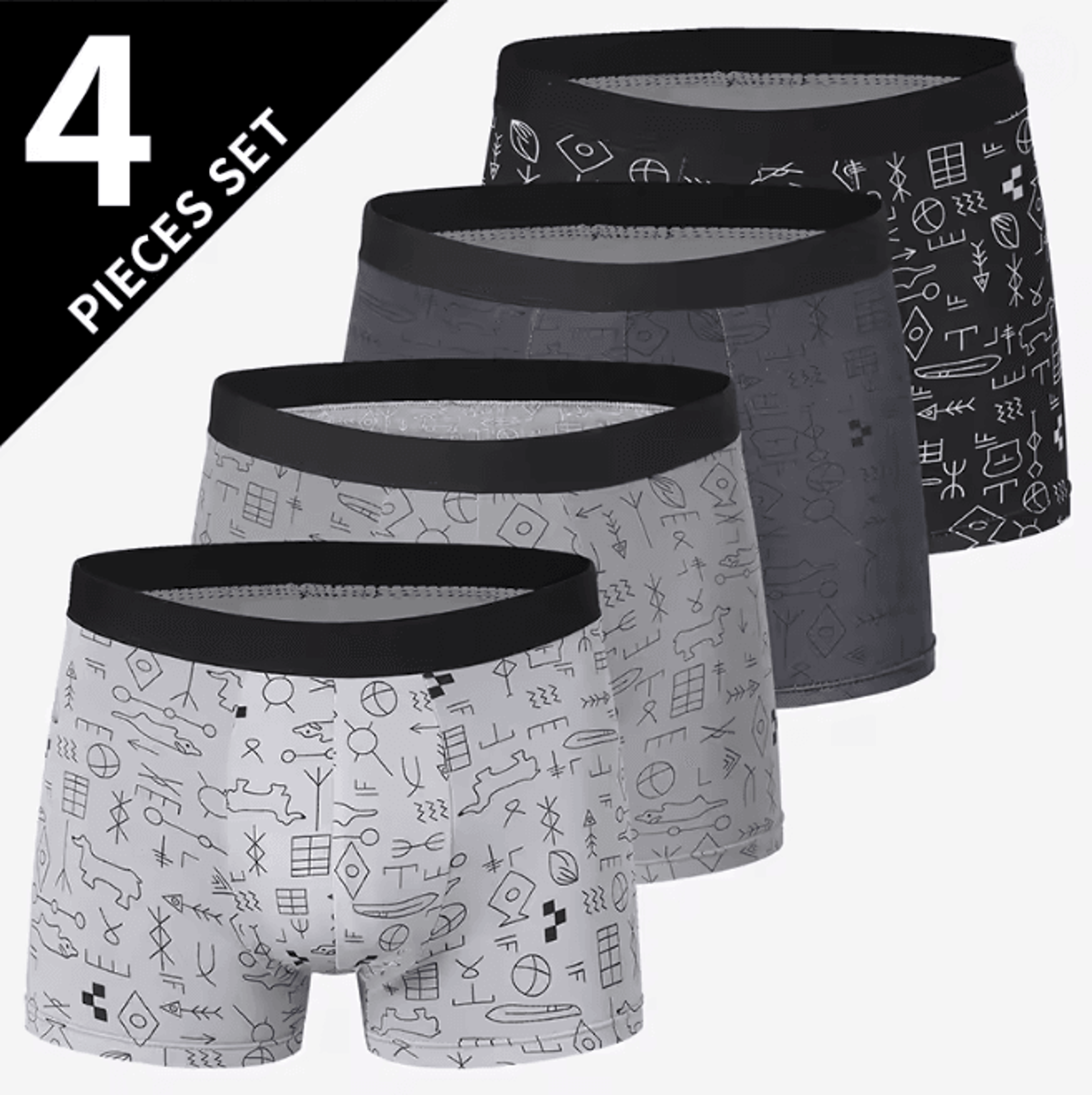 Mens Printed Boyshort Underwear Comfortable Stretch Plus Size Trunks