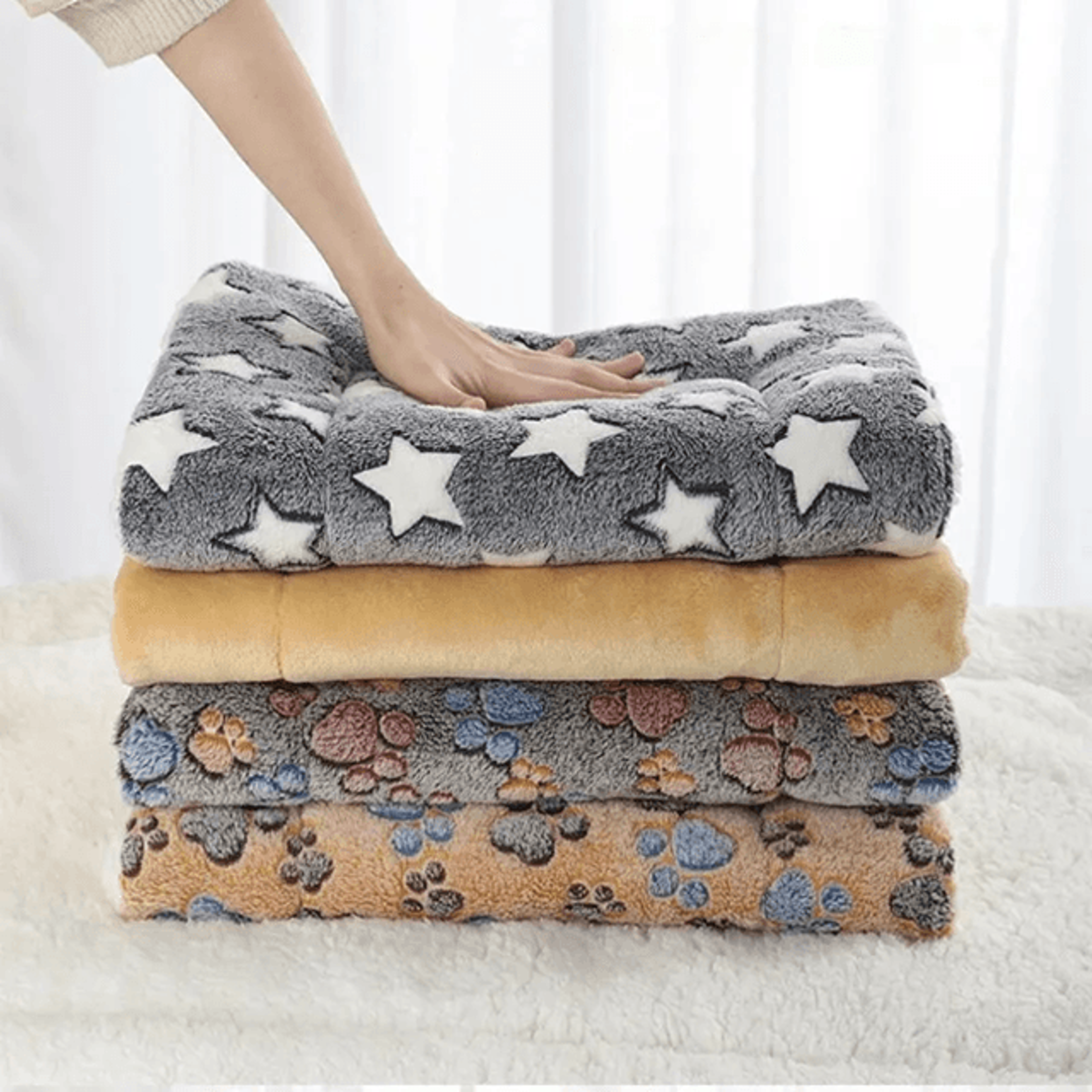 CozyPaws Flannel Pet Sleeping Mat Warm Dog Bed and Cat Cushion