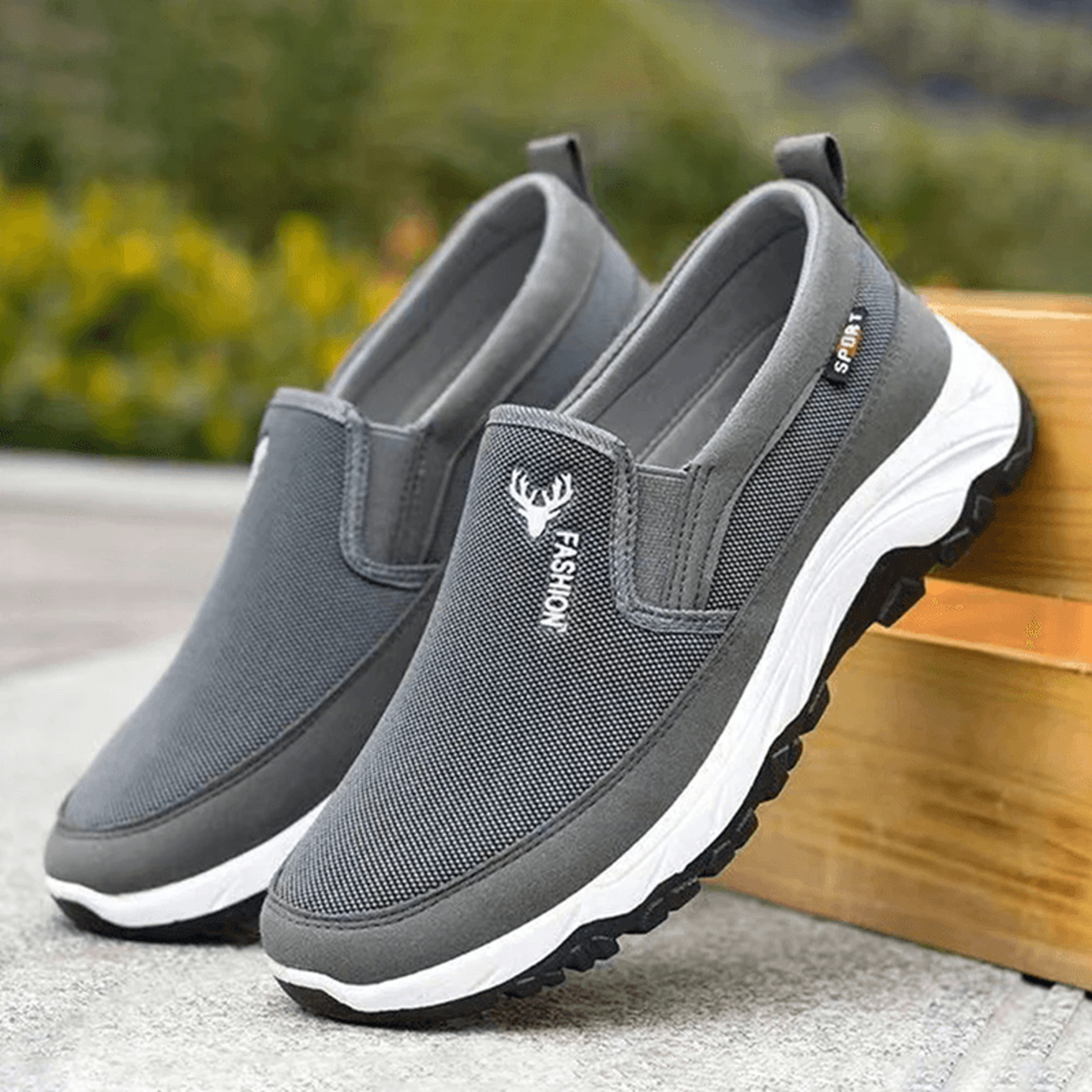 StrideEase Mens Breathable Slip On Boat Shoes Orthopedic Walking Shoes