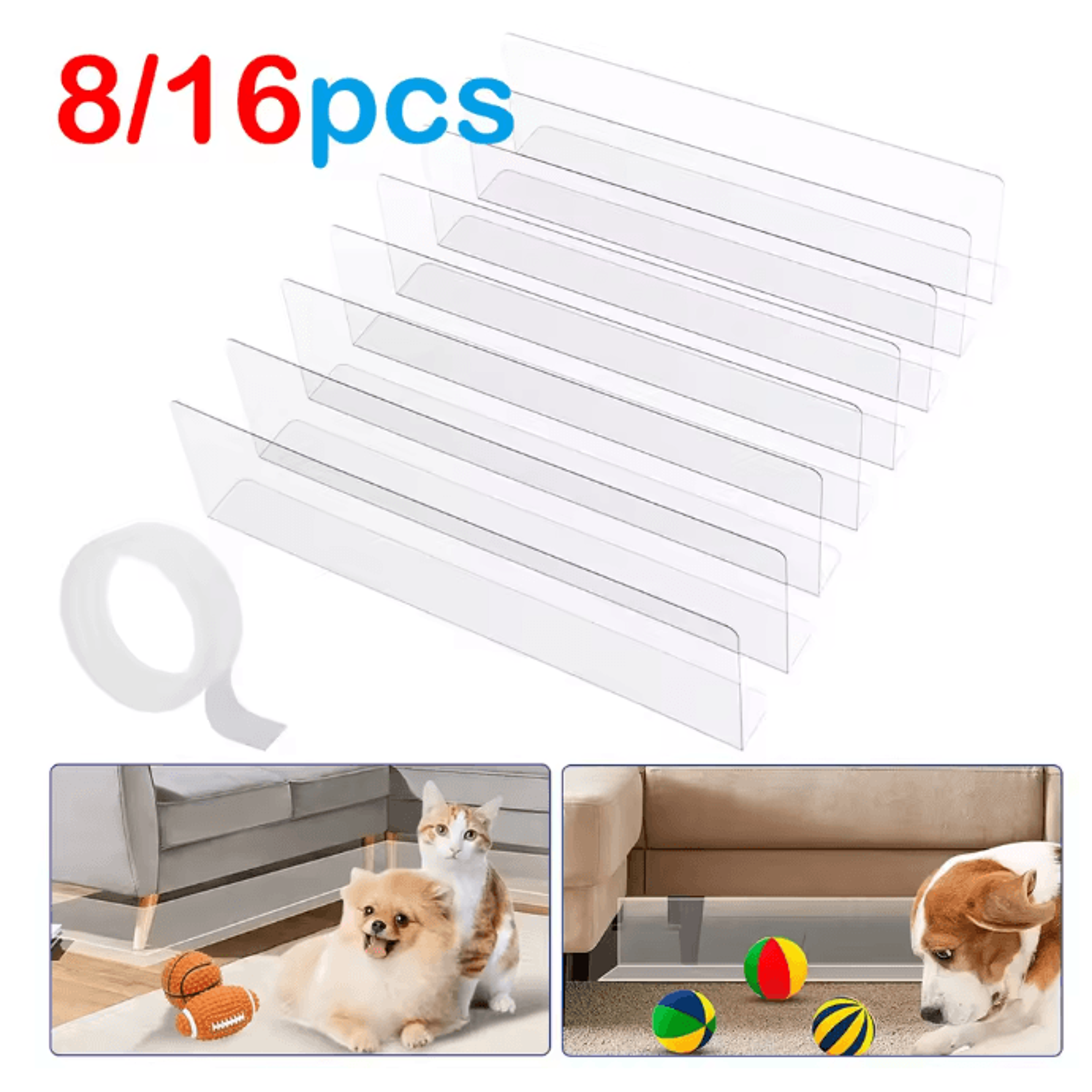 Adjustable Under Couch Gap Blocker Furniture Barrier Guards 8 Pack
