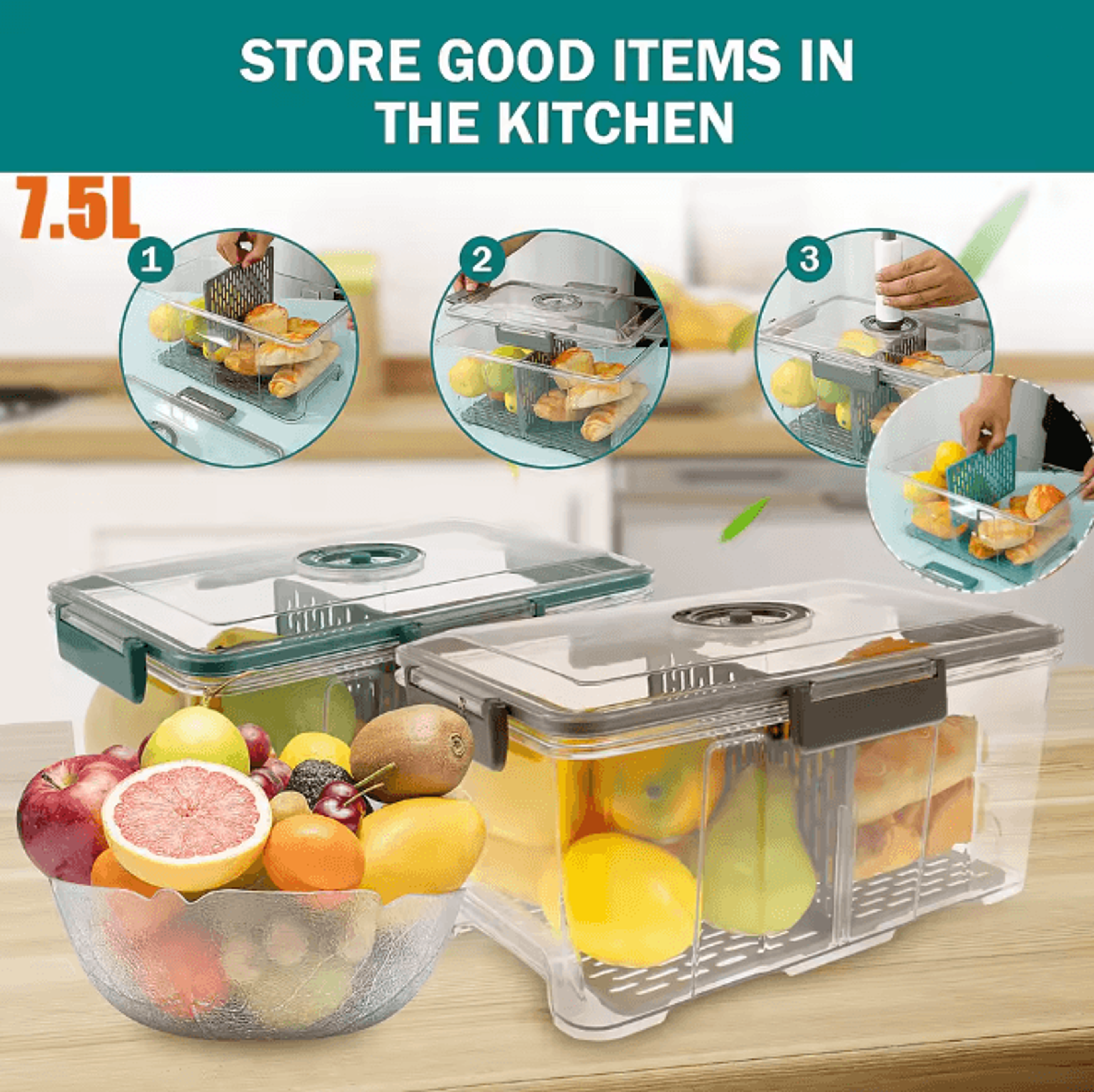 Airtight Bread Box with Vacuum Pump Freshness Keeper Container