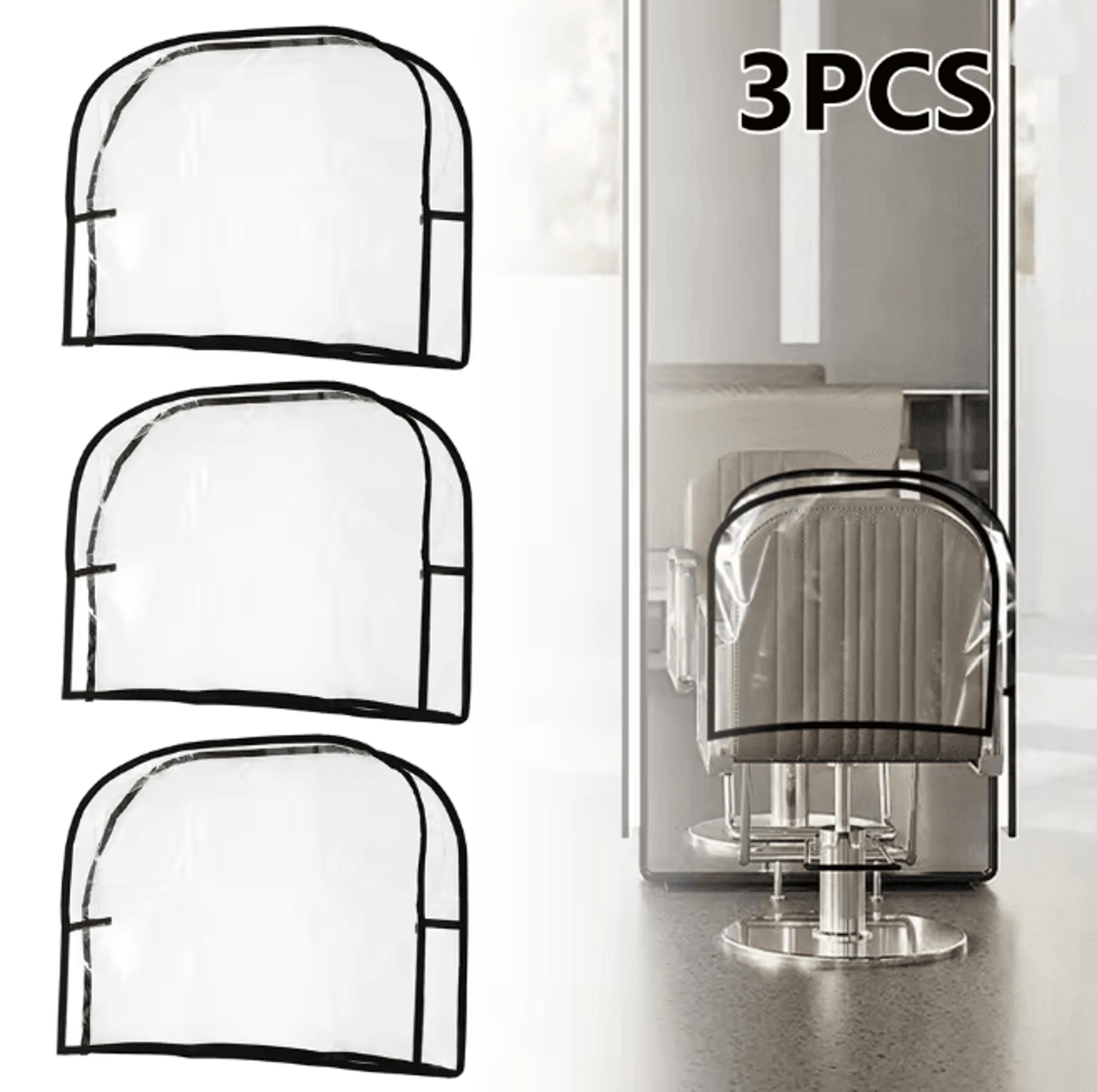 Clear PVC Salon Chair Back Covers Waterproof Chair Protectors 3 Pack