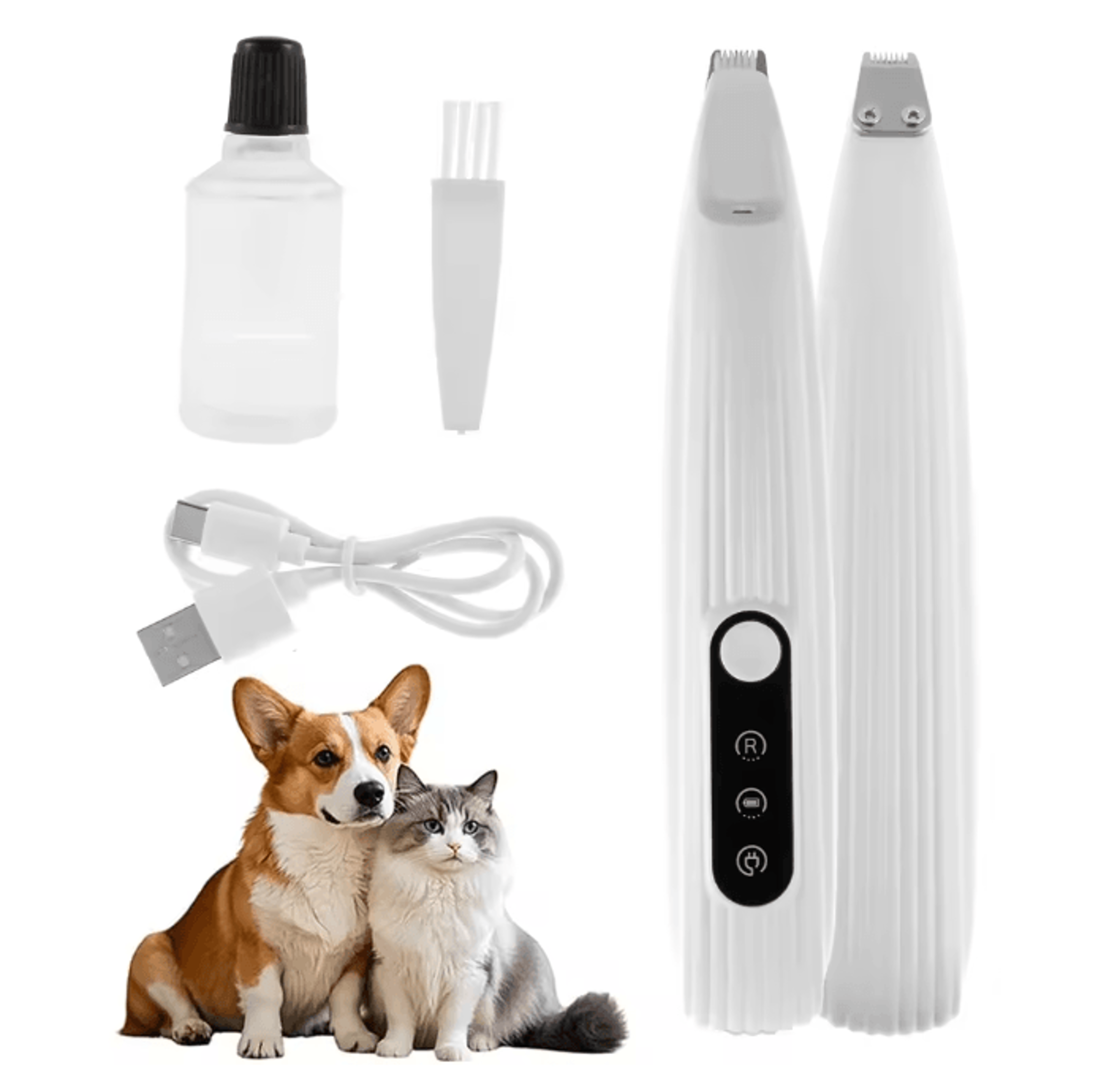 LED Dog Paw Trimmer USB Rechargeable Low Noise Grooming Clippers