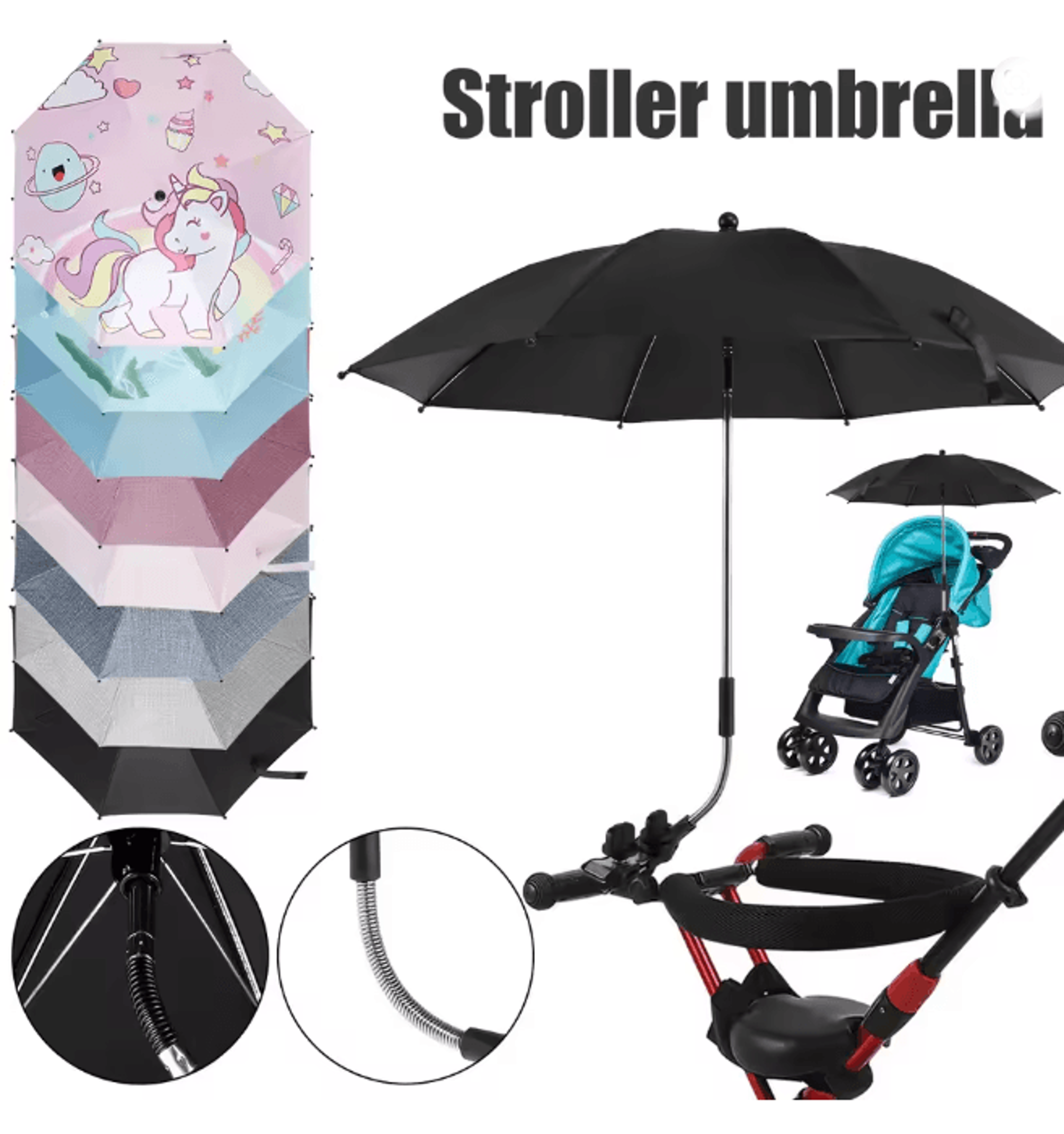 universal baby stroller umbrella adjustable uv protection shade for prams