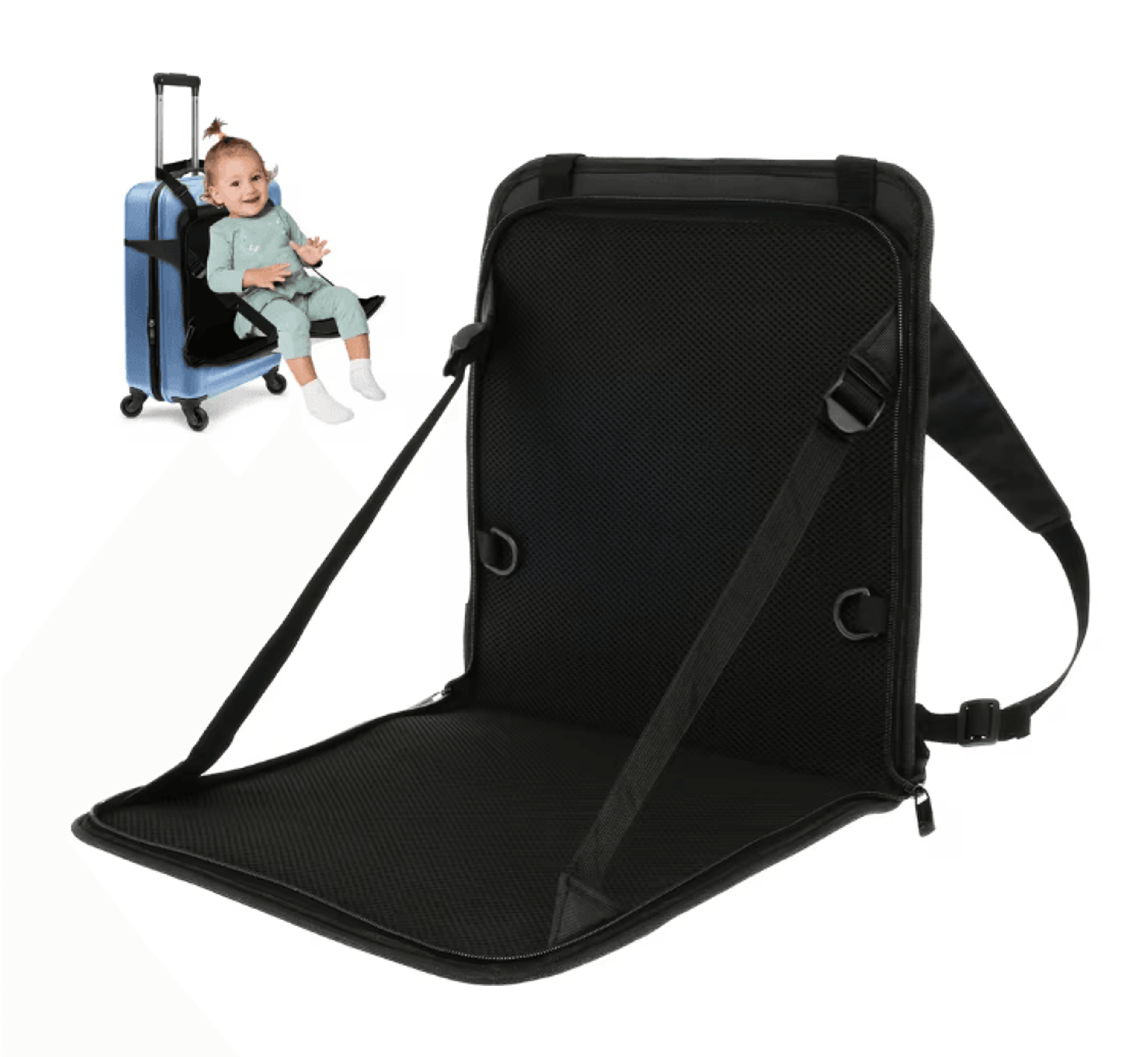 portable kids travel seat with seat belt folding toddler carrier for luggage