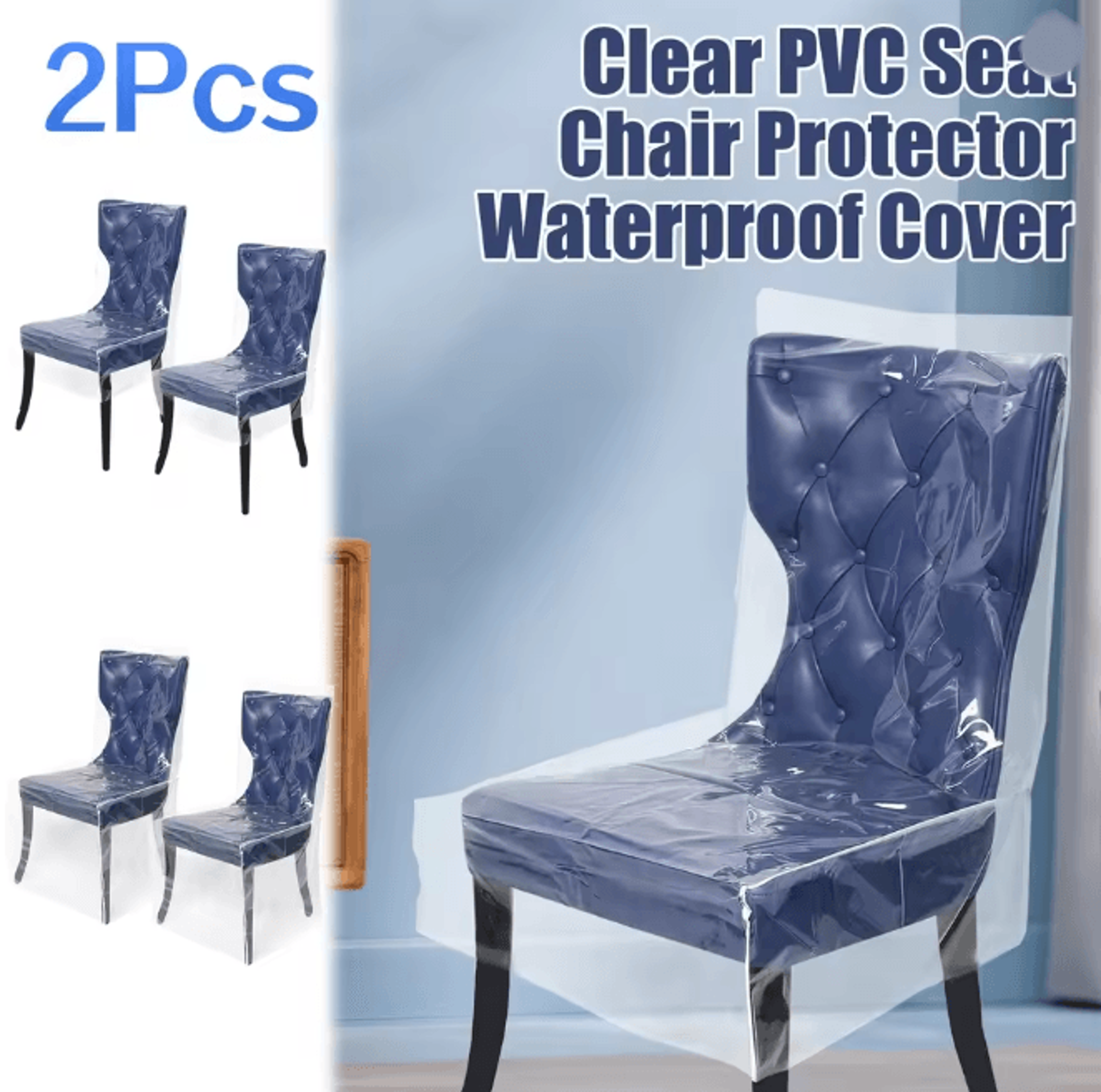 Clear Waterproof Dining Chair Seat Covers Plastic Chair Protectors Set of 2