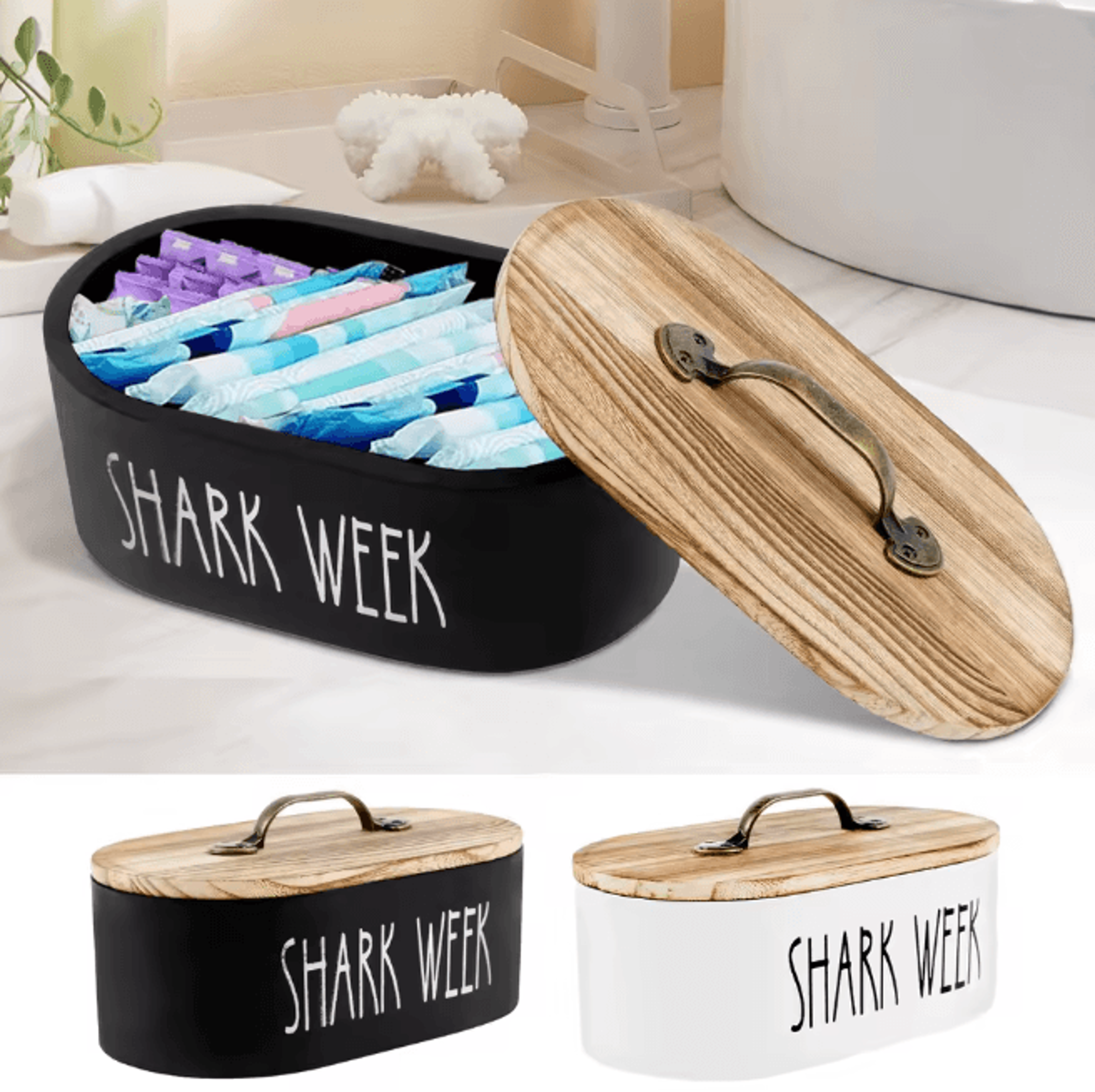 wood cotton pad storage box cosmetic organizer with lid