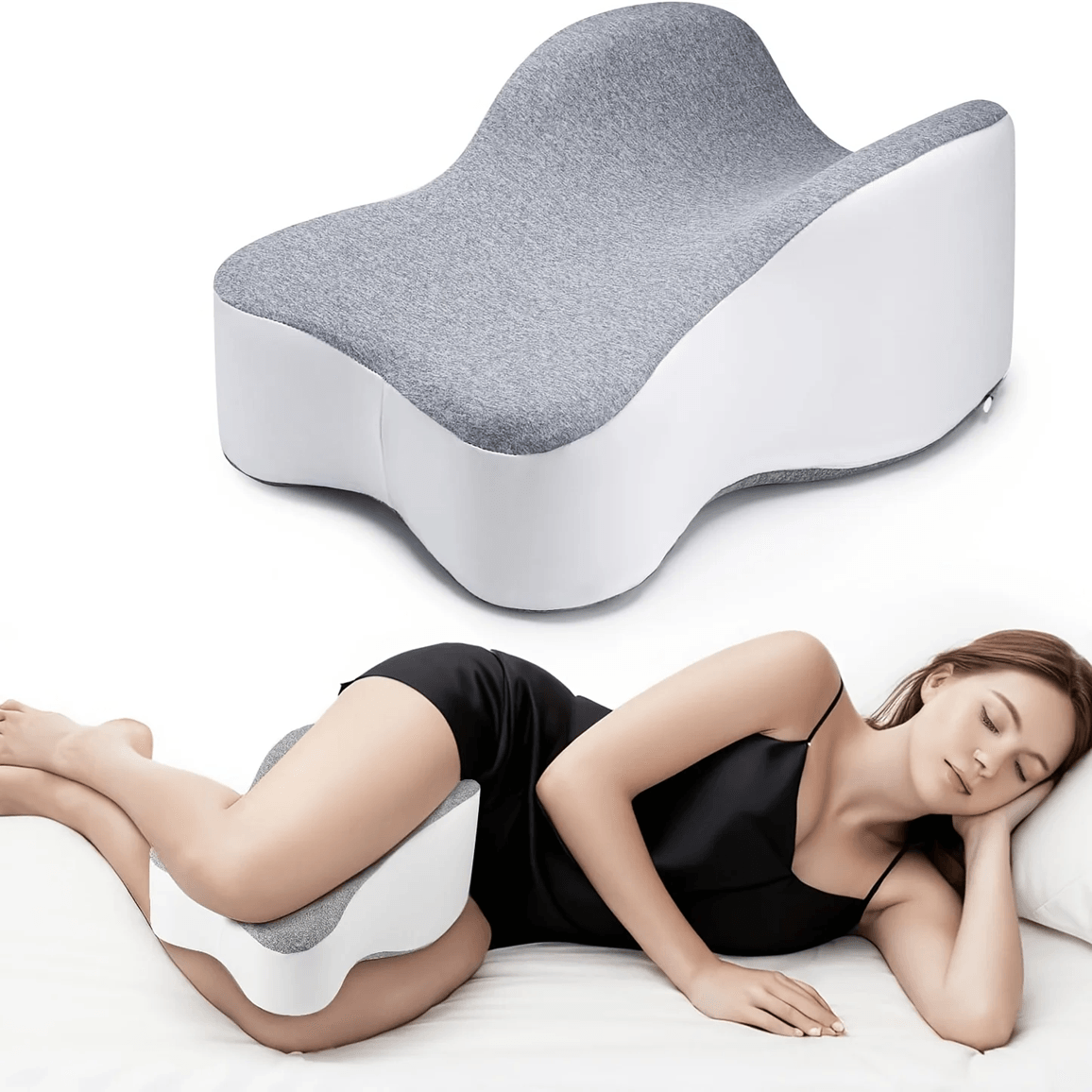 orthopedic memory foam knee pillow for side sleepers pain relief
