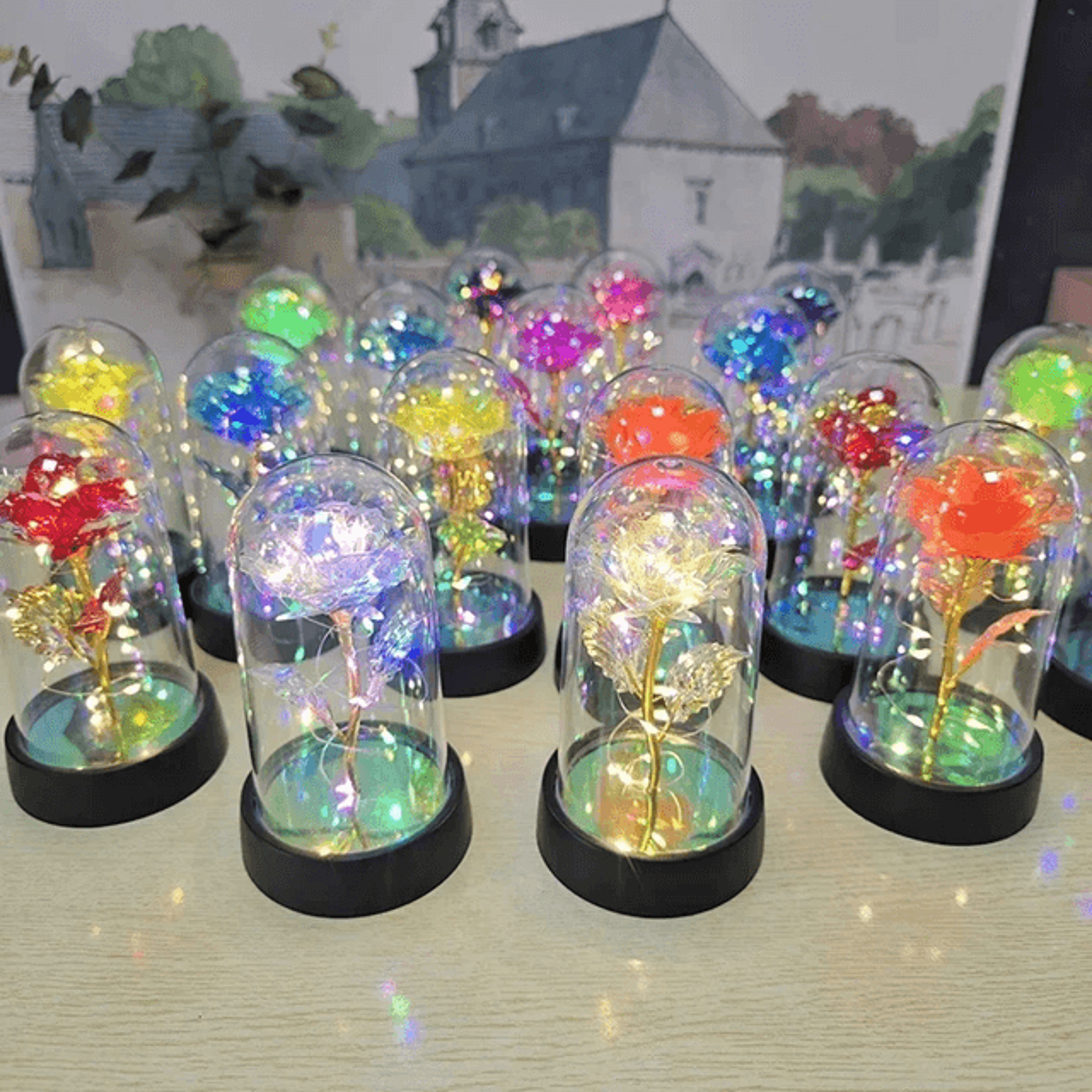 eternal rose led light gift romantic artificial flower decor