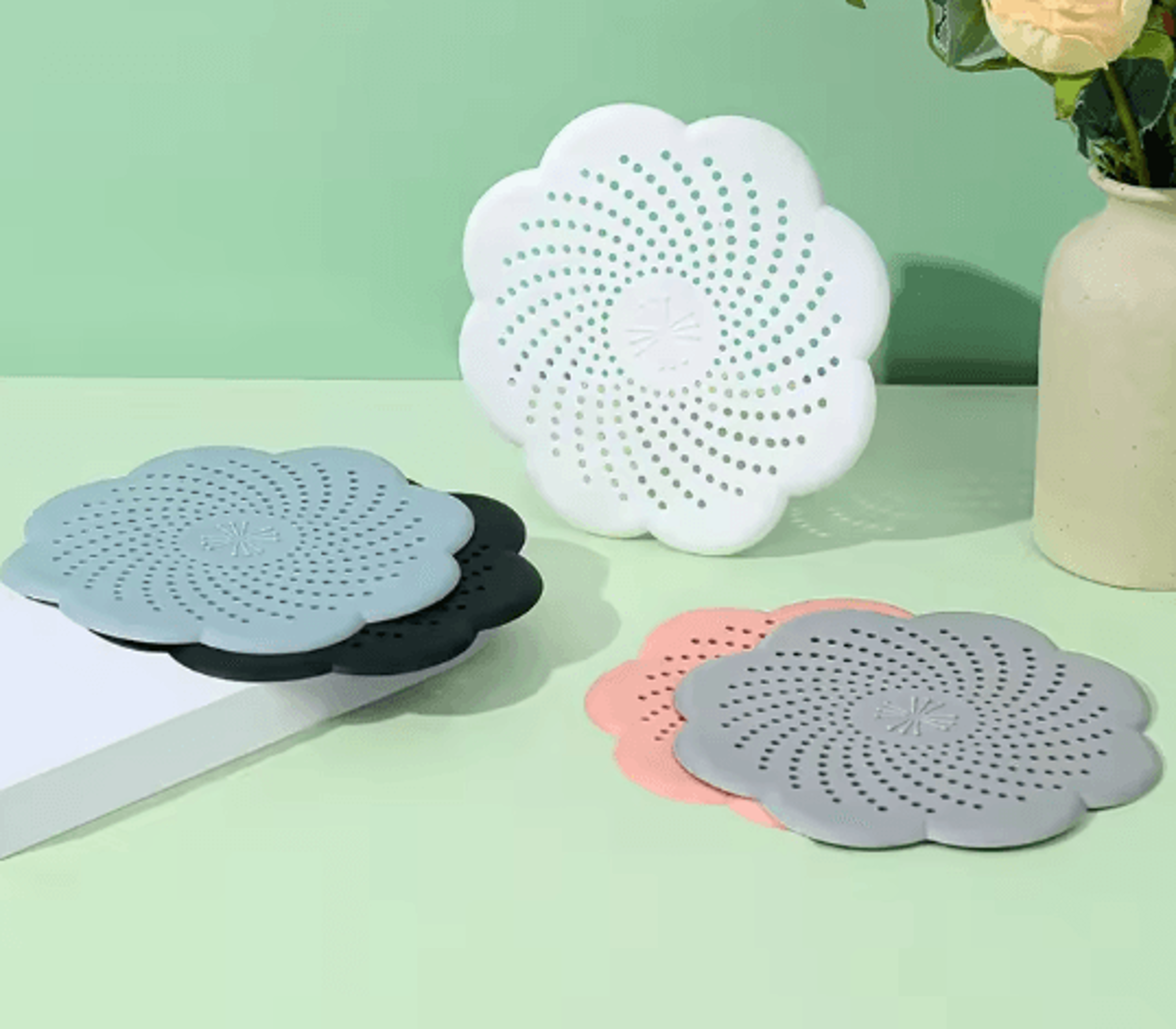 Flower Silicone Drain Cover Hair Catcher Sink Strainer