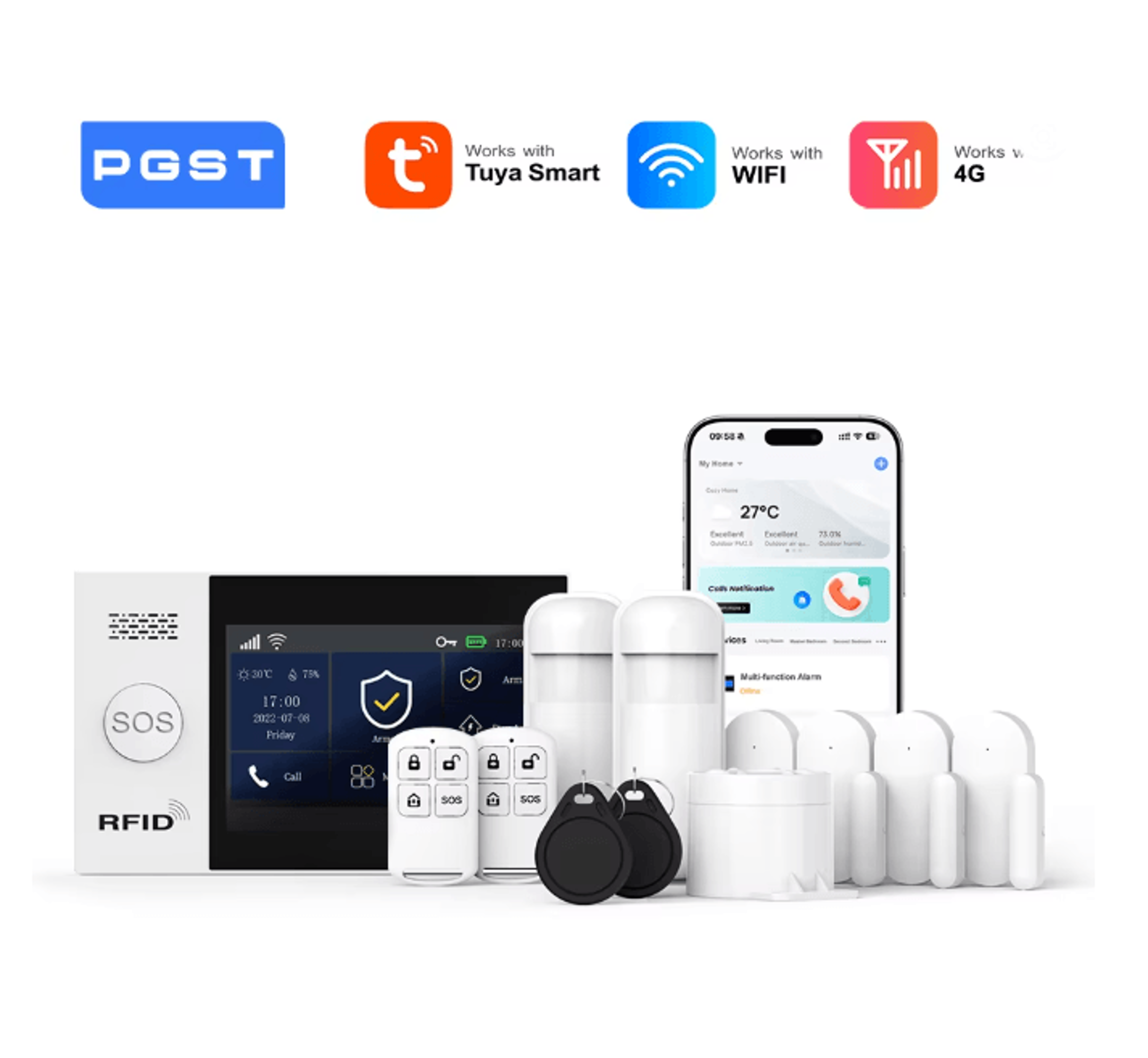 PGST Smart Home Security Alarm System 4G Wireless WIFI with Touch Screen and App Control