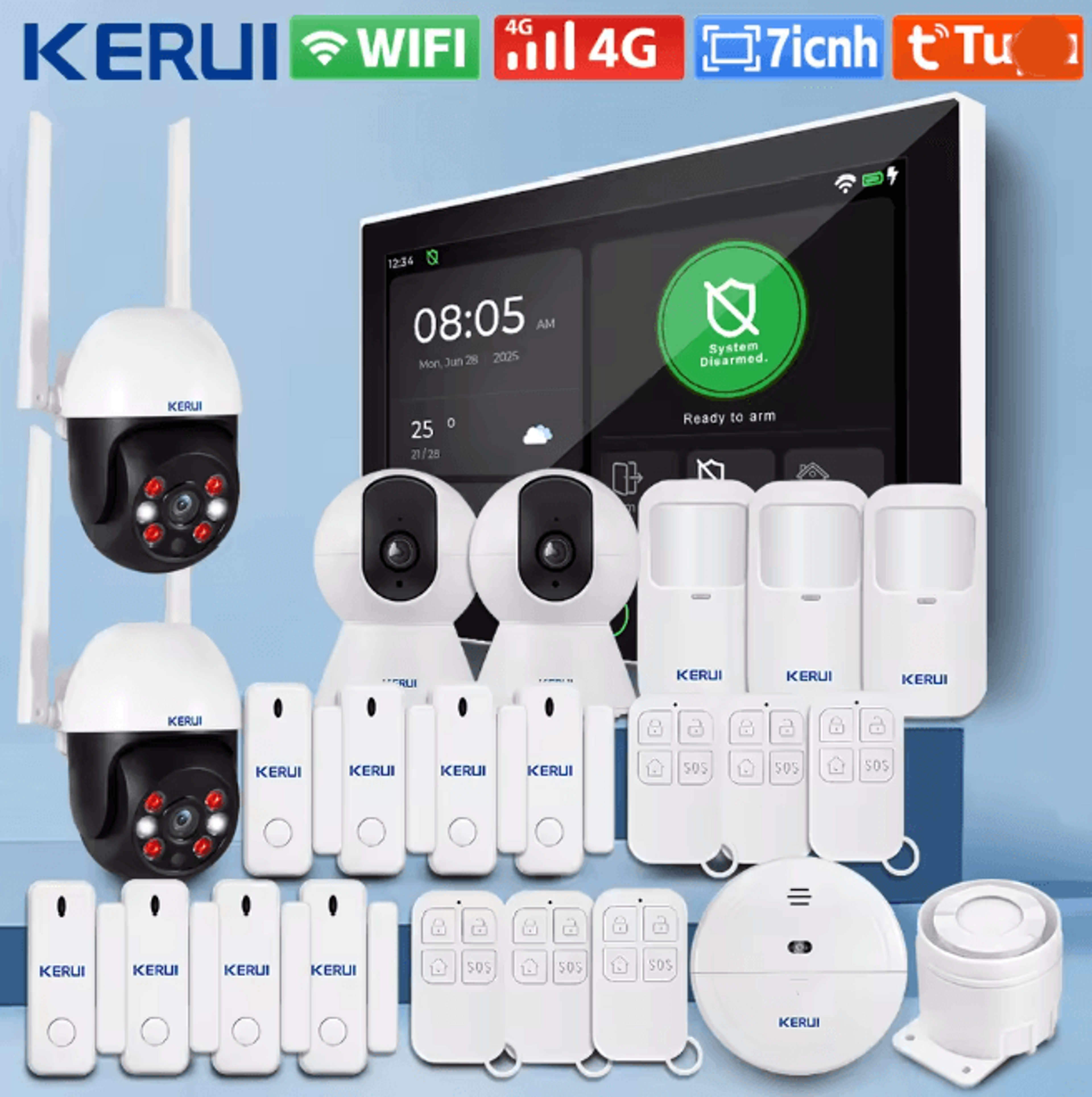 KERUI Smart Home Security Alarm System Wireless 4G WIFI with Touch Screen Panel
