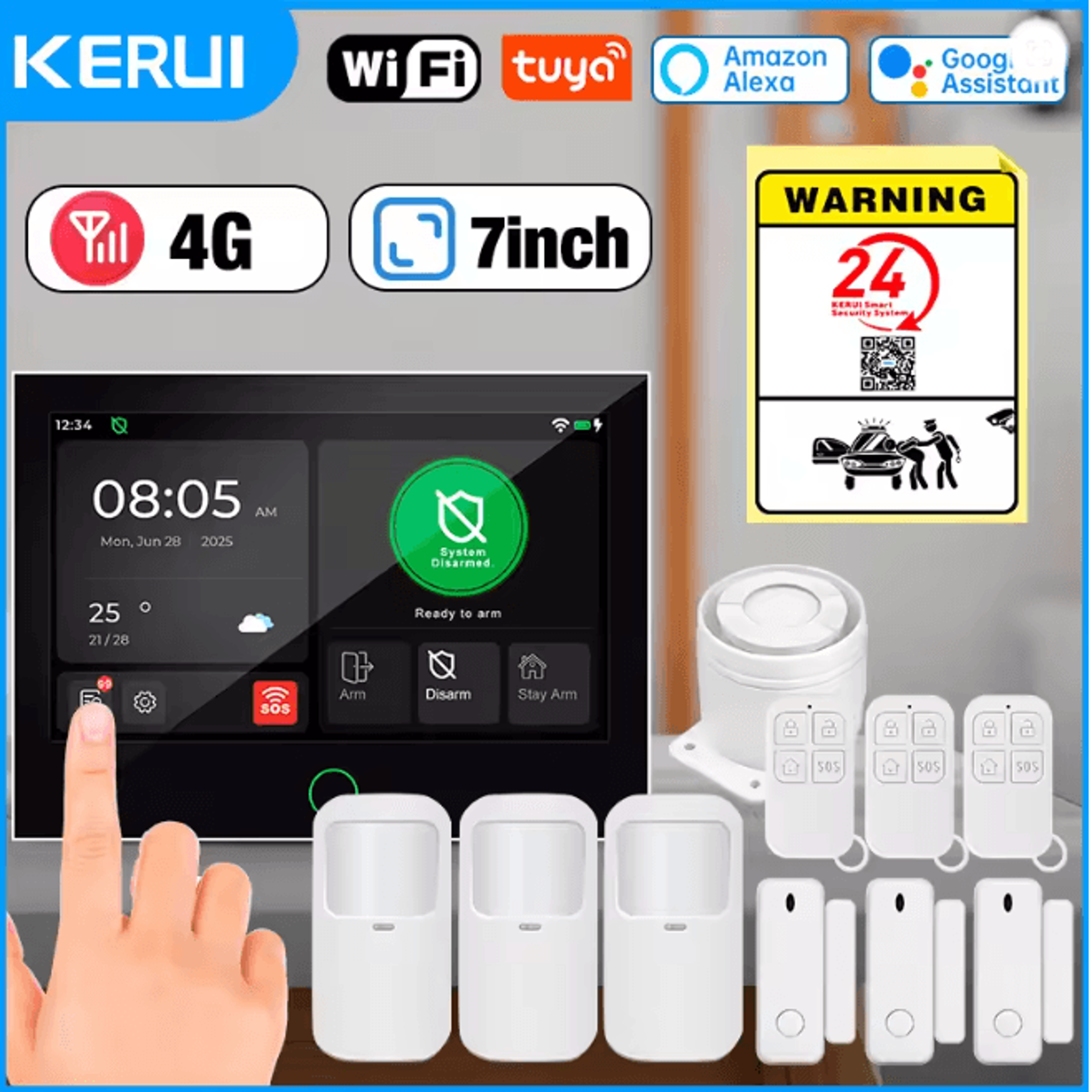 KERUI Smart Home Security Alarm System 4G WIFI with Touch Screen Panel