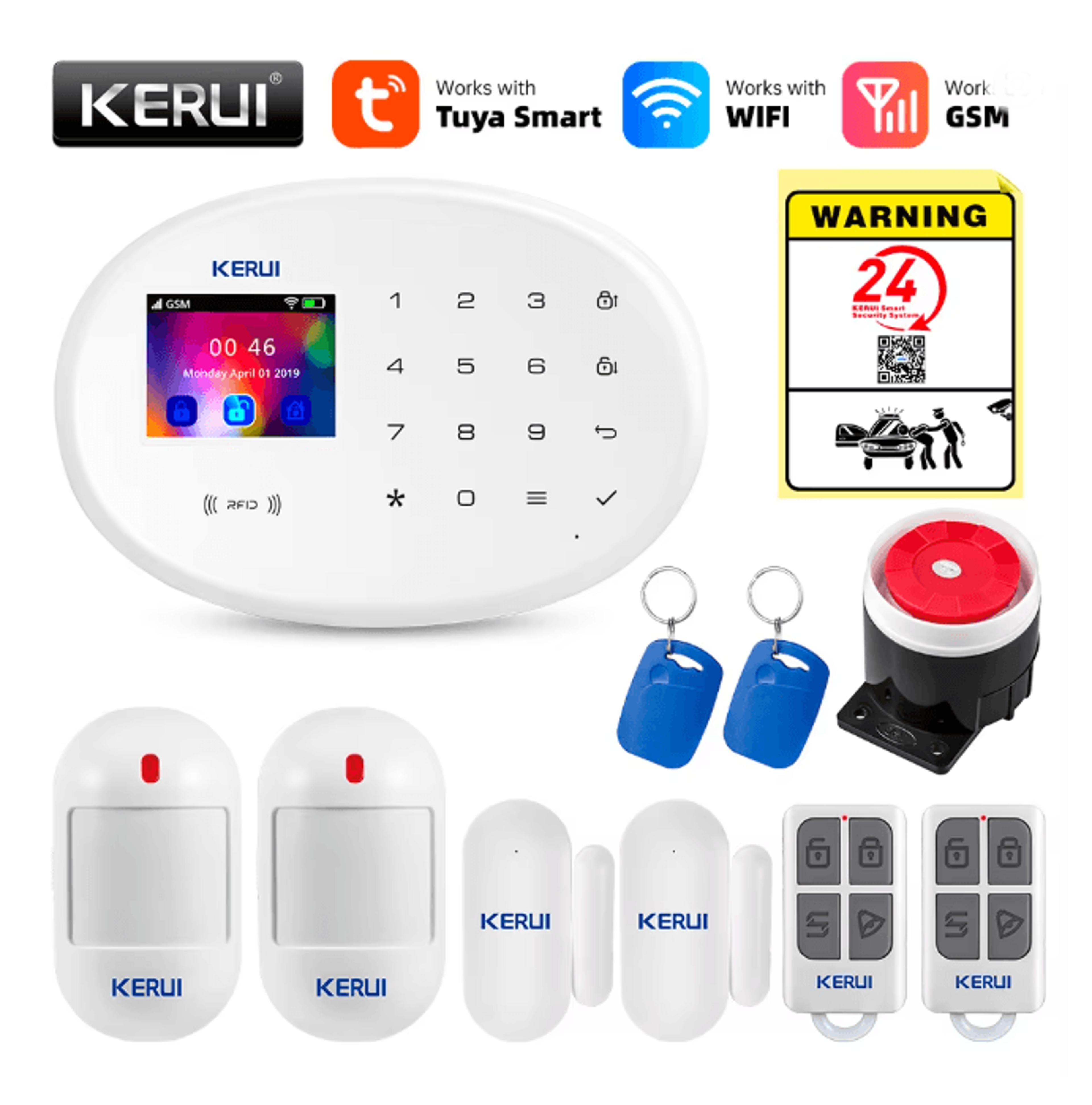 KERUI Smart Home Alarm System Wireless WIFI GSM with Motion Sensors