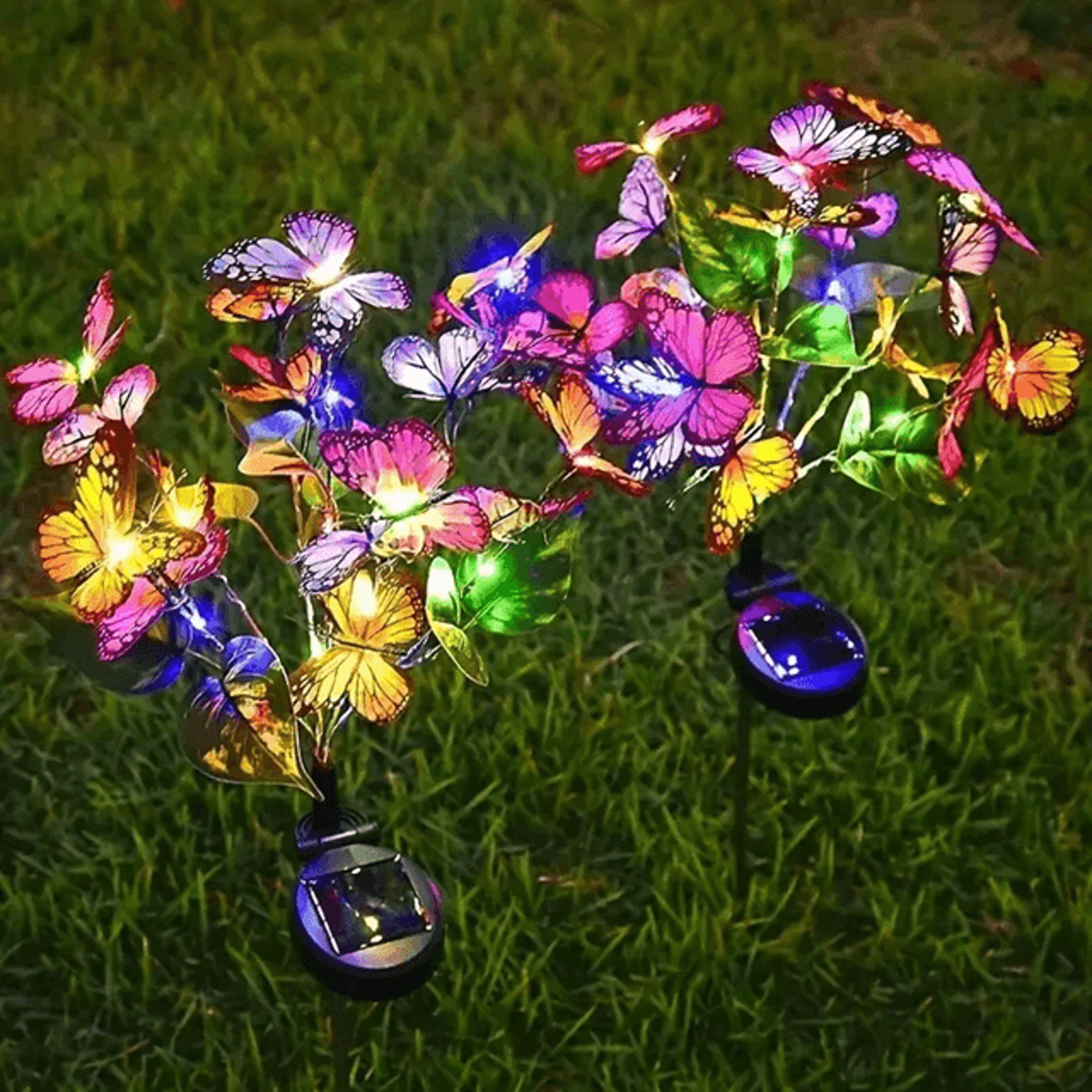 flutterglow solar led butterfly flower lights for outdoor garden decor