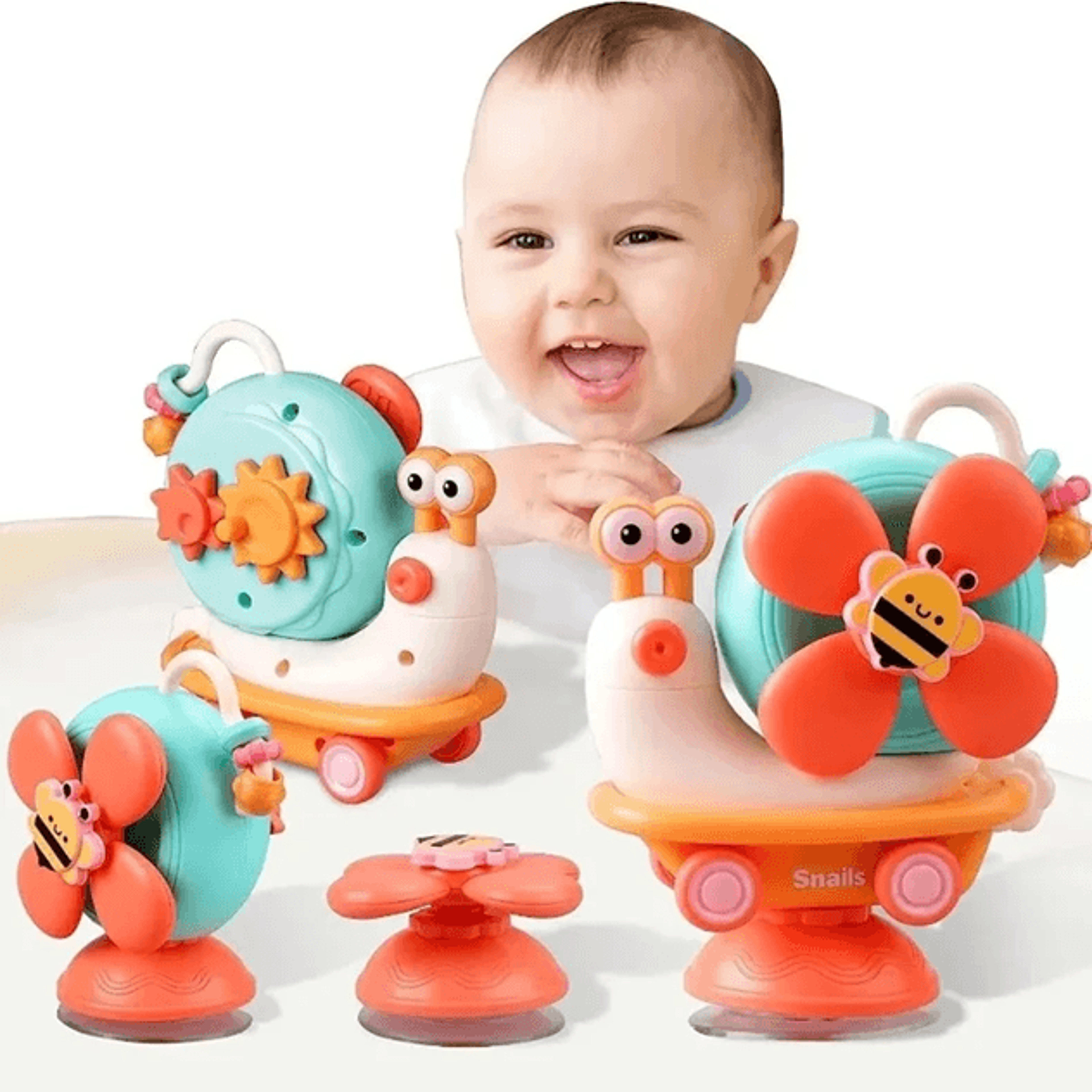 snail spinner suction cup sensory toy for babies fine motor montessori play
