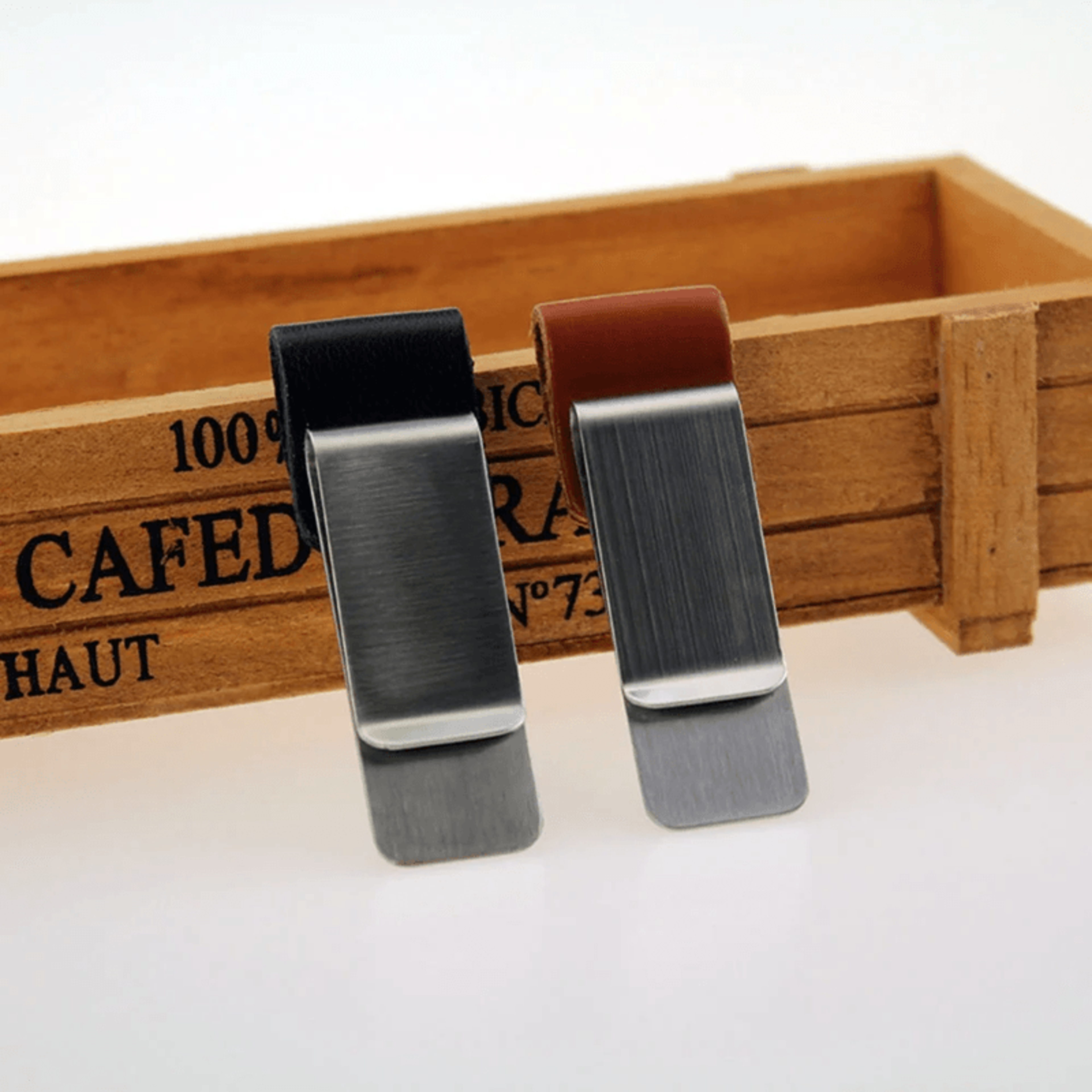 Handmade Leather Pen Holder Clip with Brass Steel Notebook Attachment