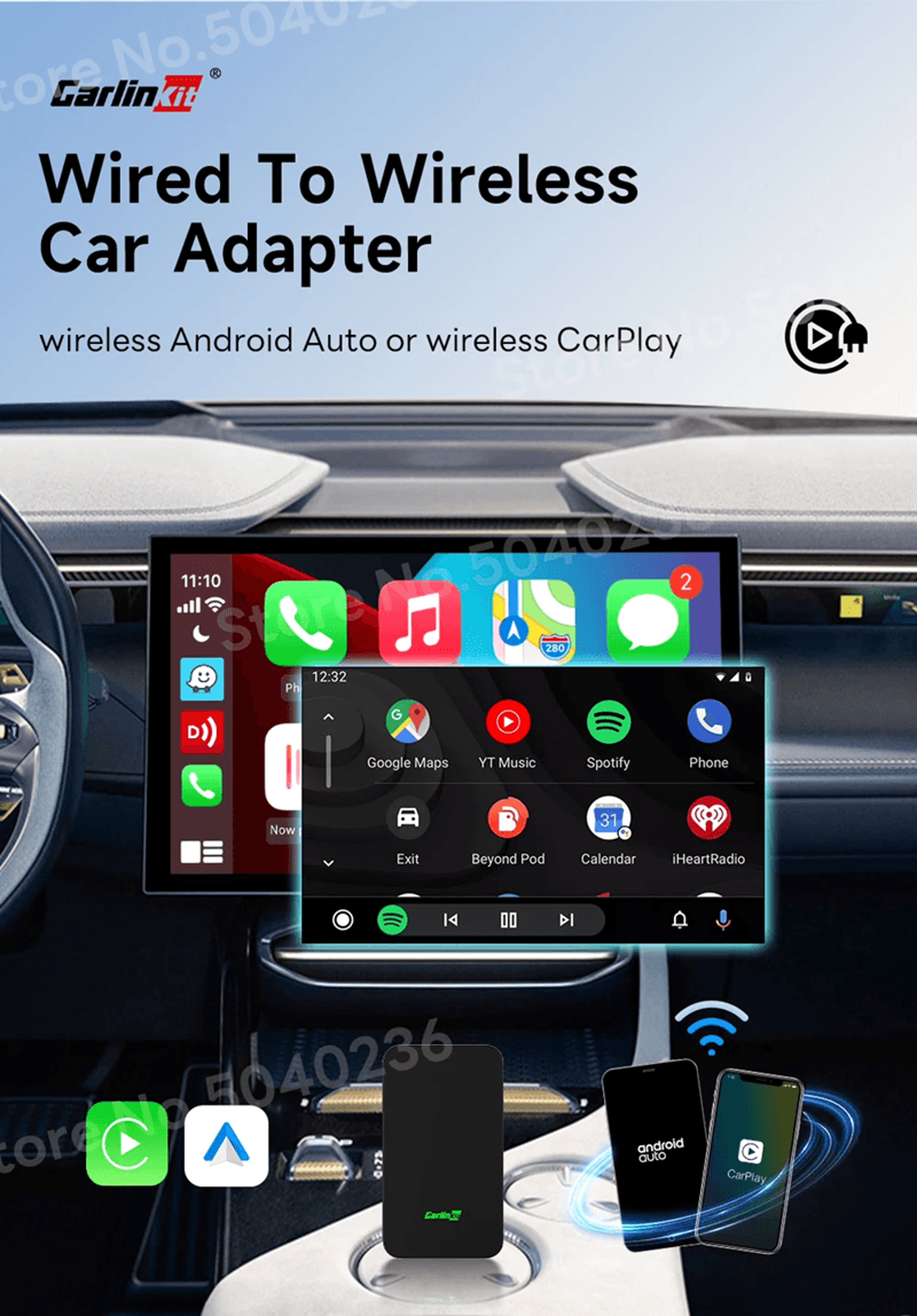 CarlinKit 5.0 Wireless CarPlay and Android Auto Adapter for OEM Cars