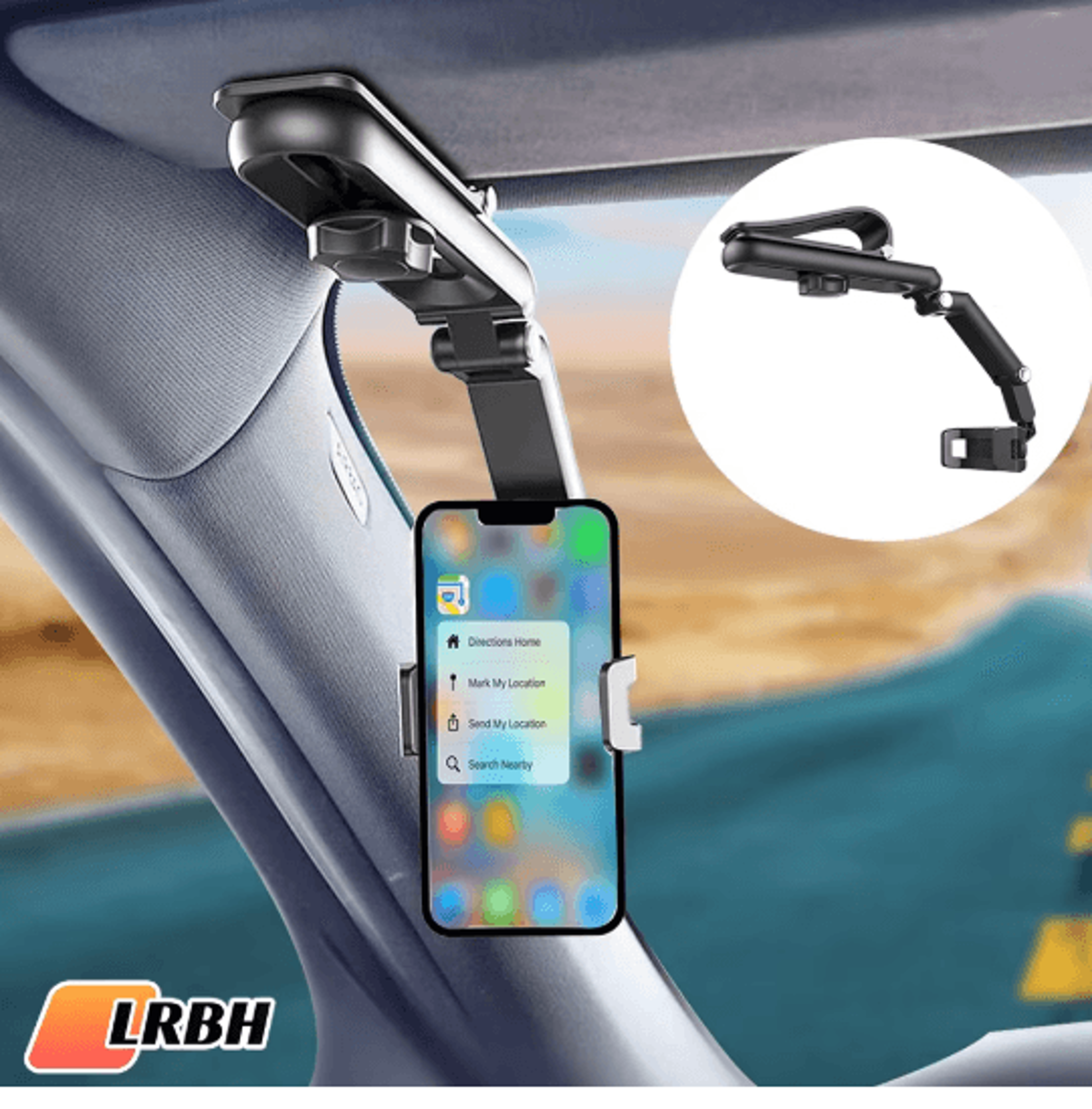 360 Degree Sun Visor Phone Holder for Hands Free Car Use