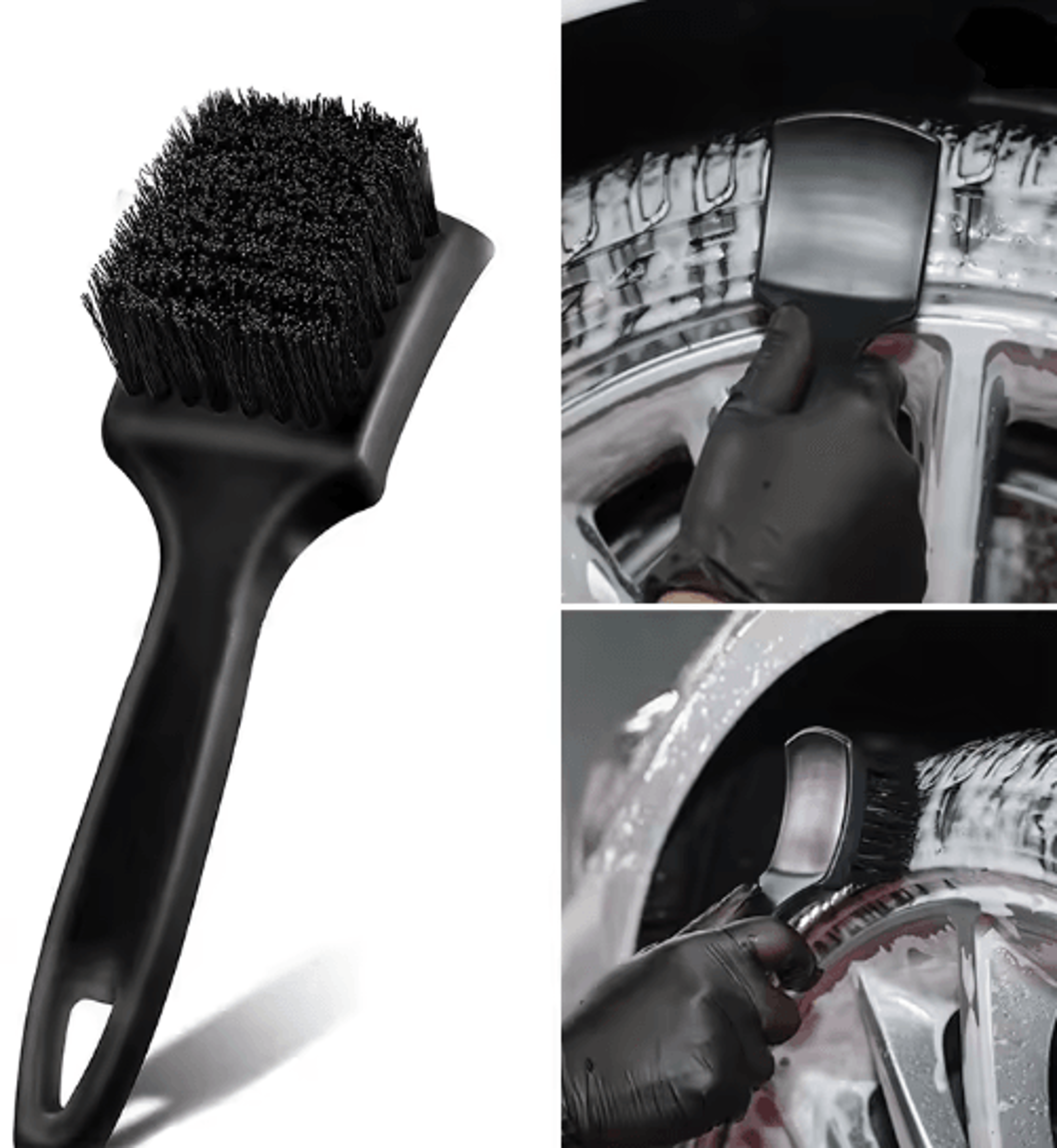 car tire and rim cleaning brush kit for wheel hub detailing