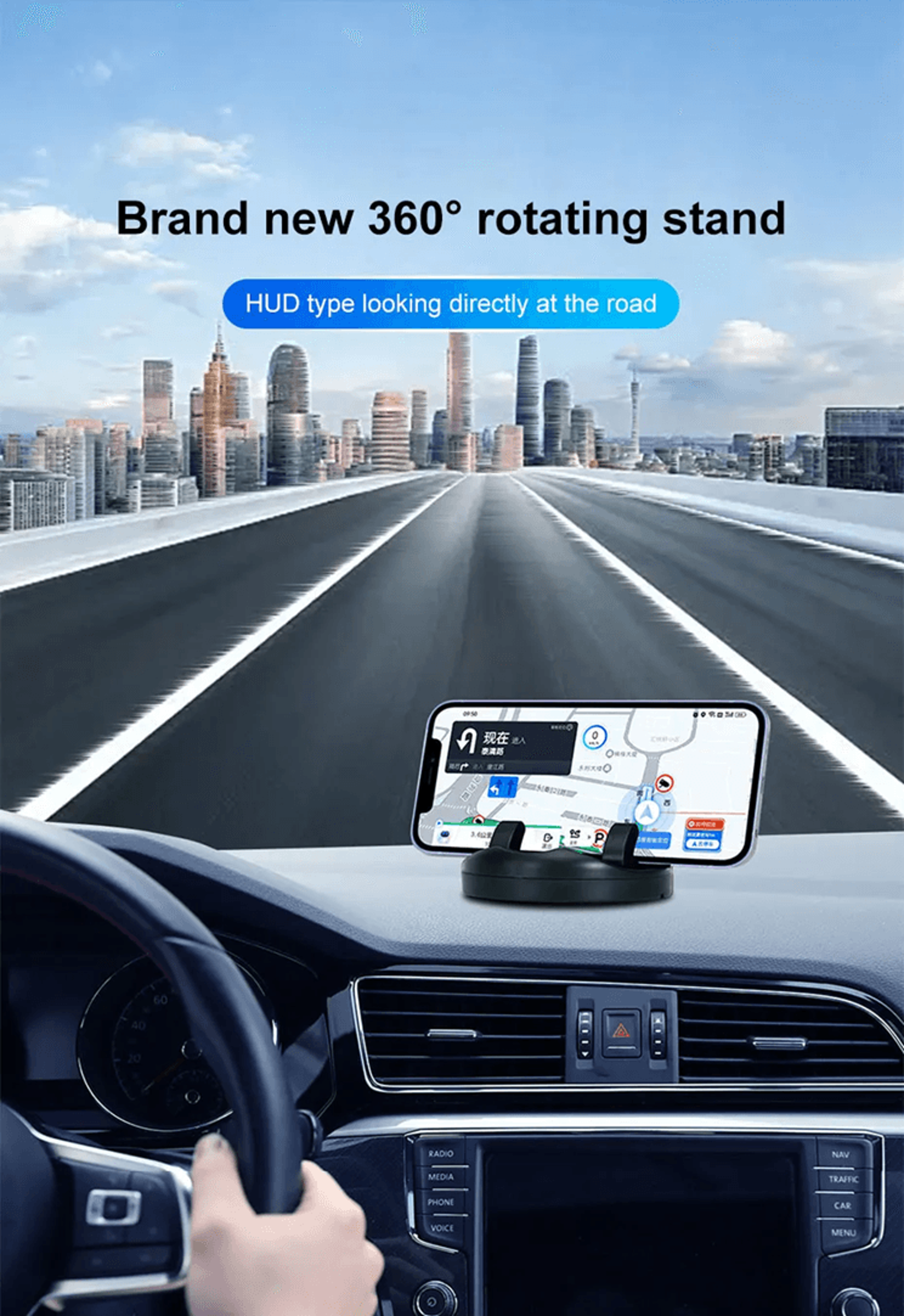 BLALION Dashboard Car Phone Mount with 360 Degree Rotation and One Hand Operation