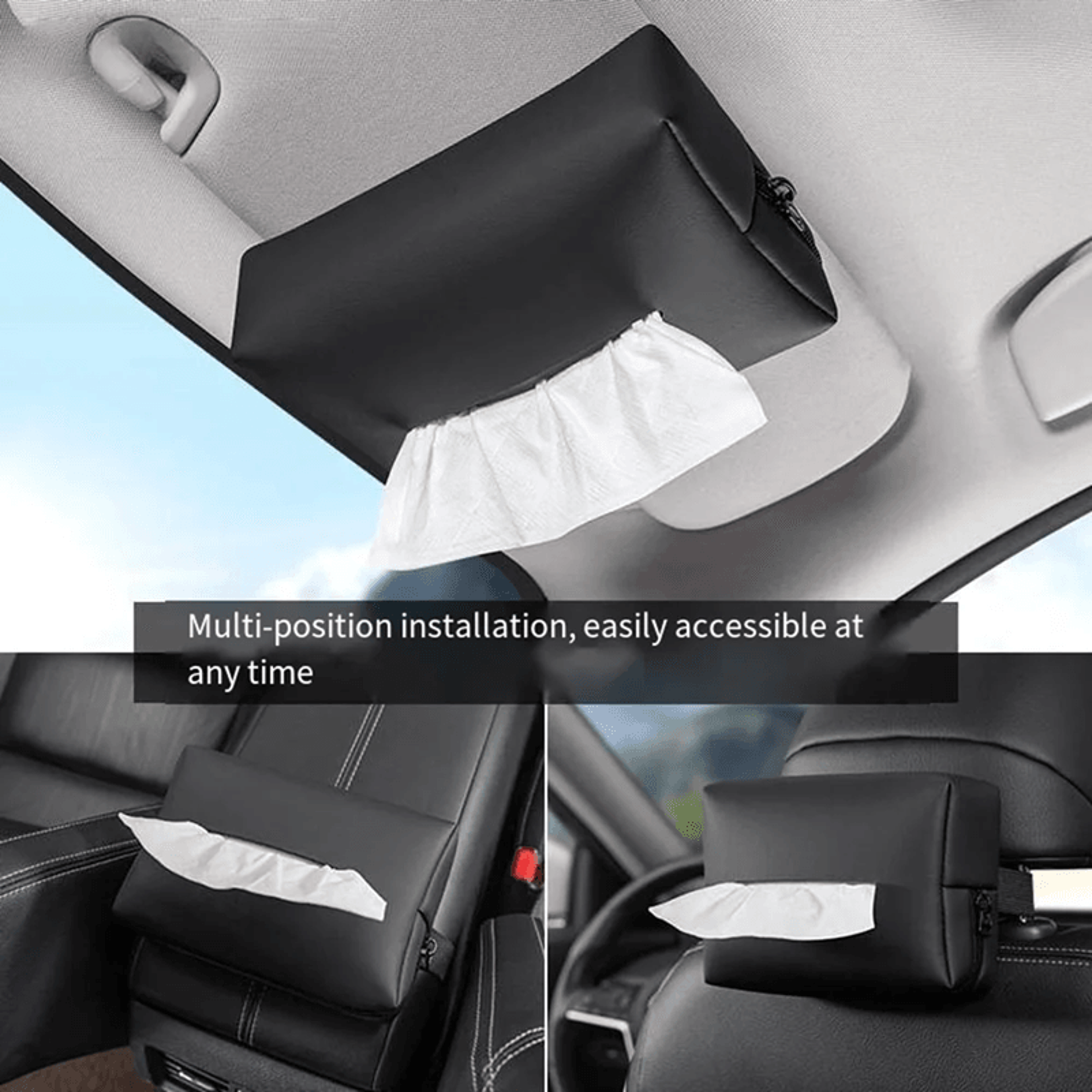 minimalist car tissue box organizer for armrest and rear seat