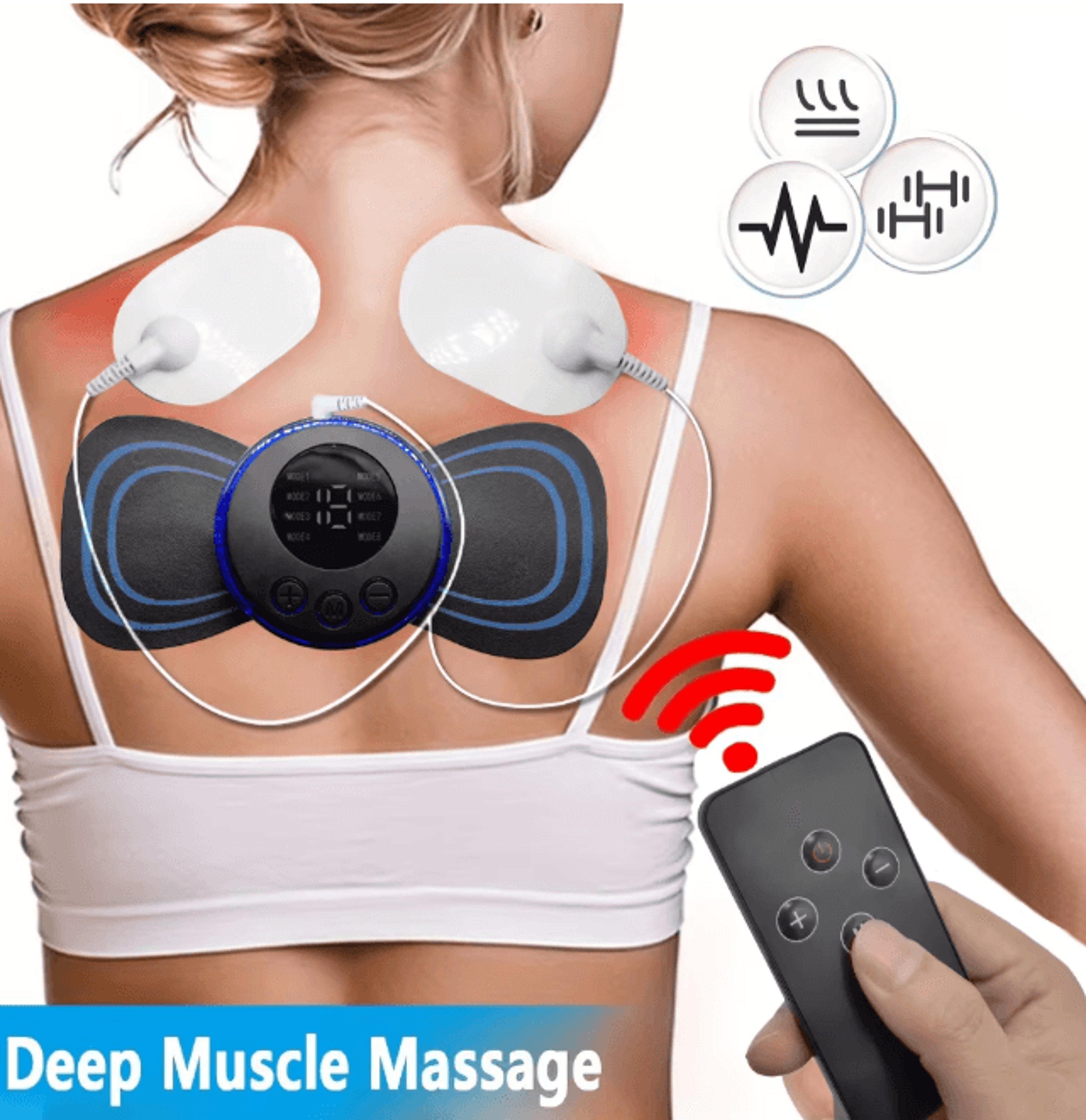 Rechargeable Neck Massager EMS Pulse Pain Relief with Remote Control