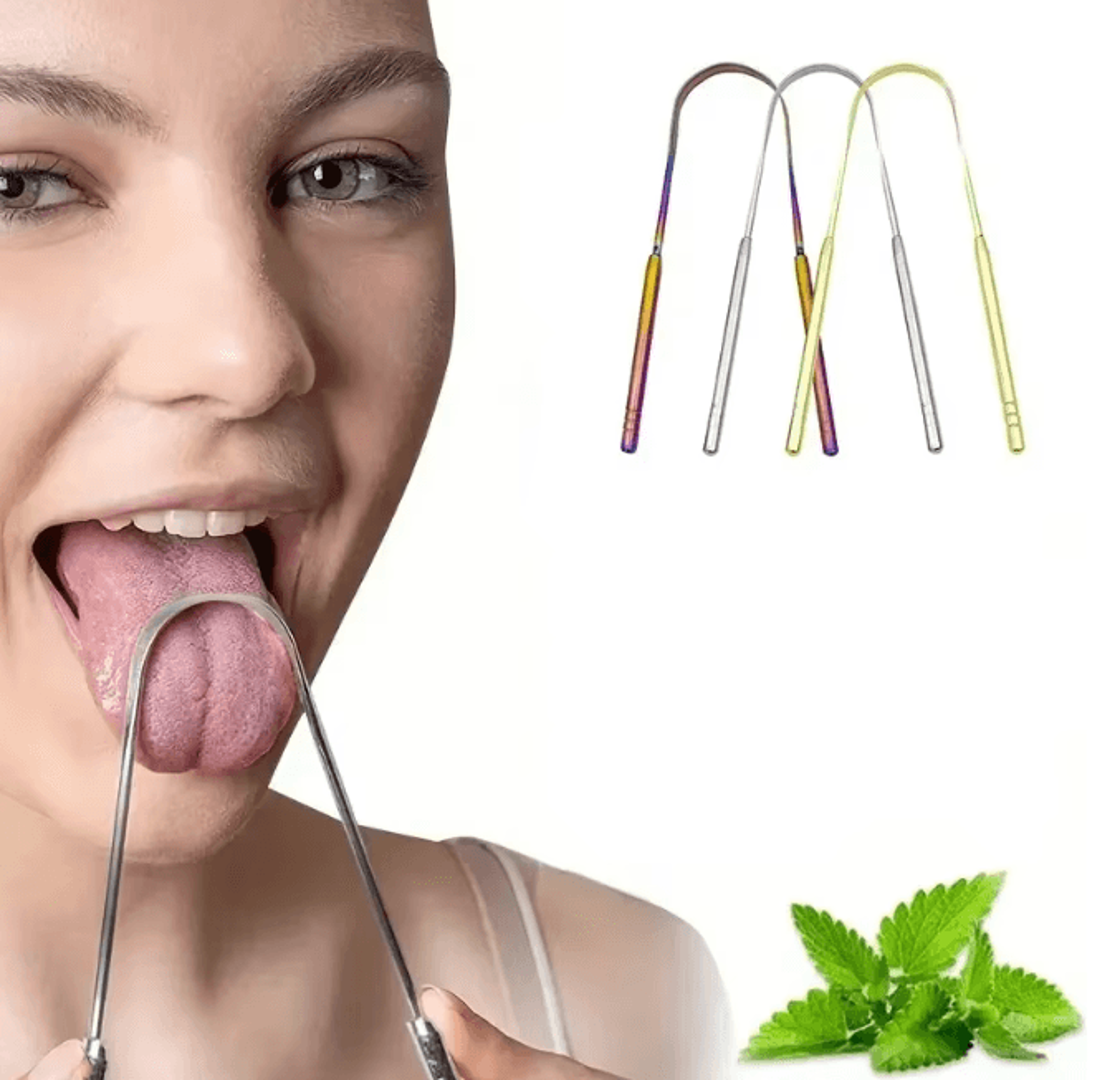 stainless steel tongue scraper fresh breath oral hygiene cleaning tool