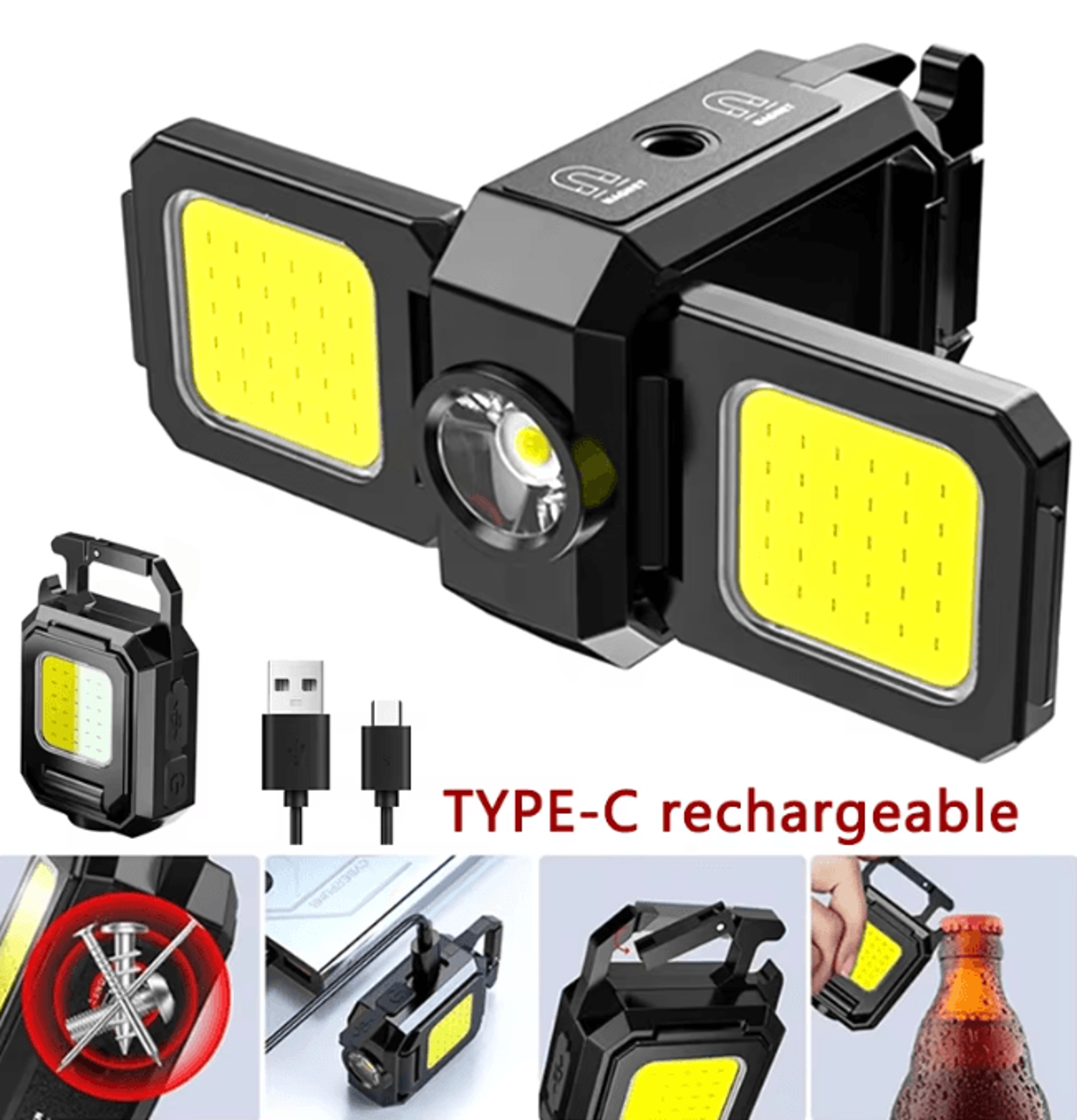 flexbeam mini flashlight keychain usb rechargeable cob work light